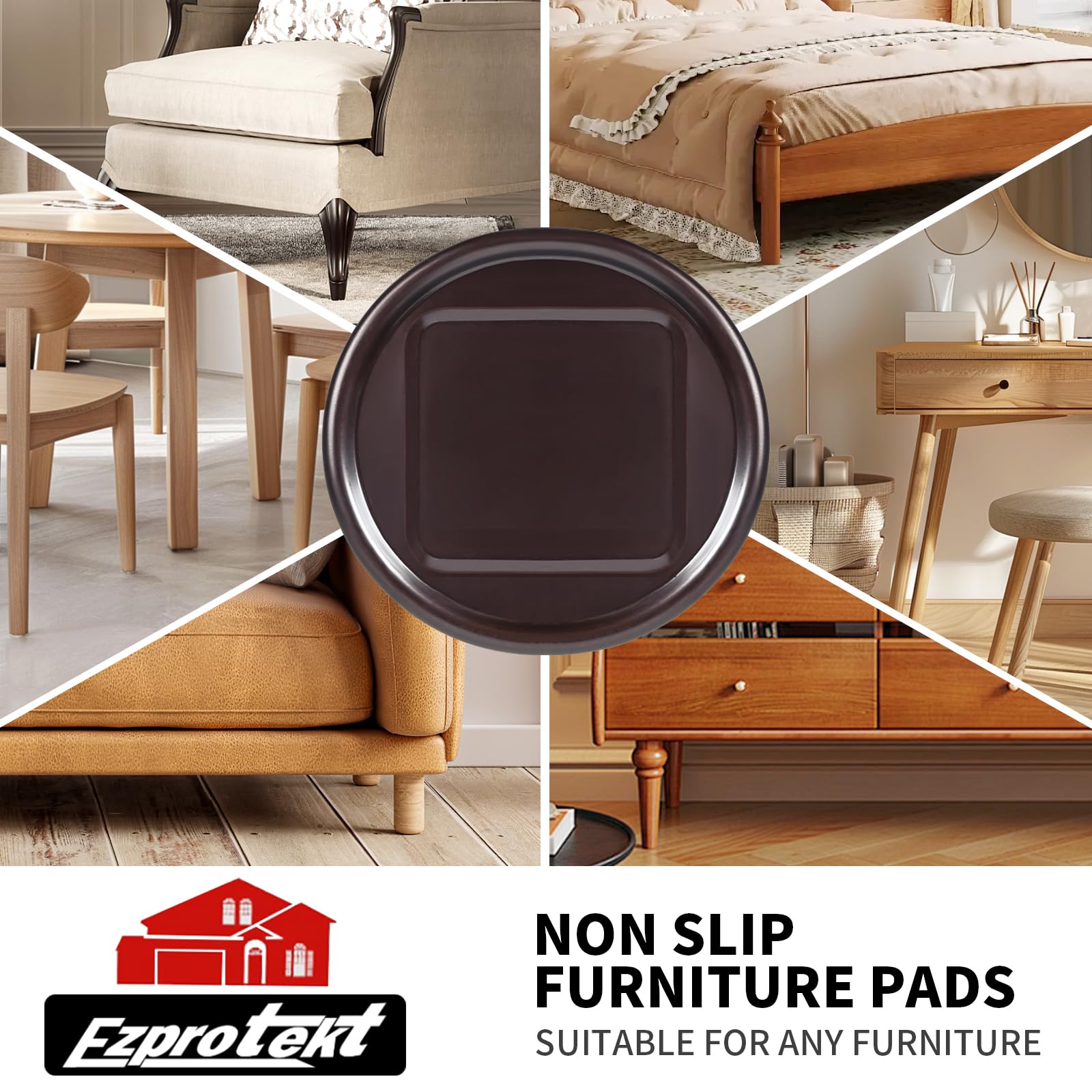 4" Round Non Slip Furniture Pads to Prevent Floor Scratches (16 Count)