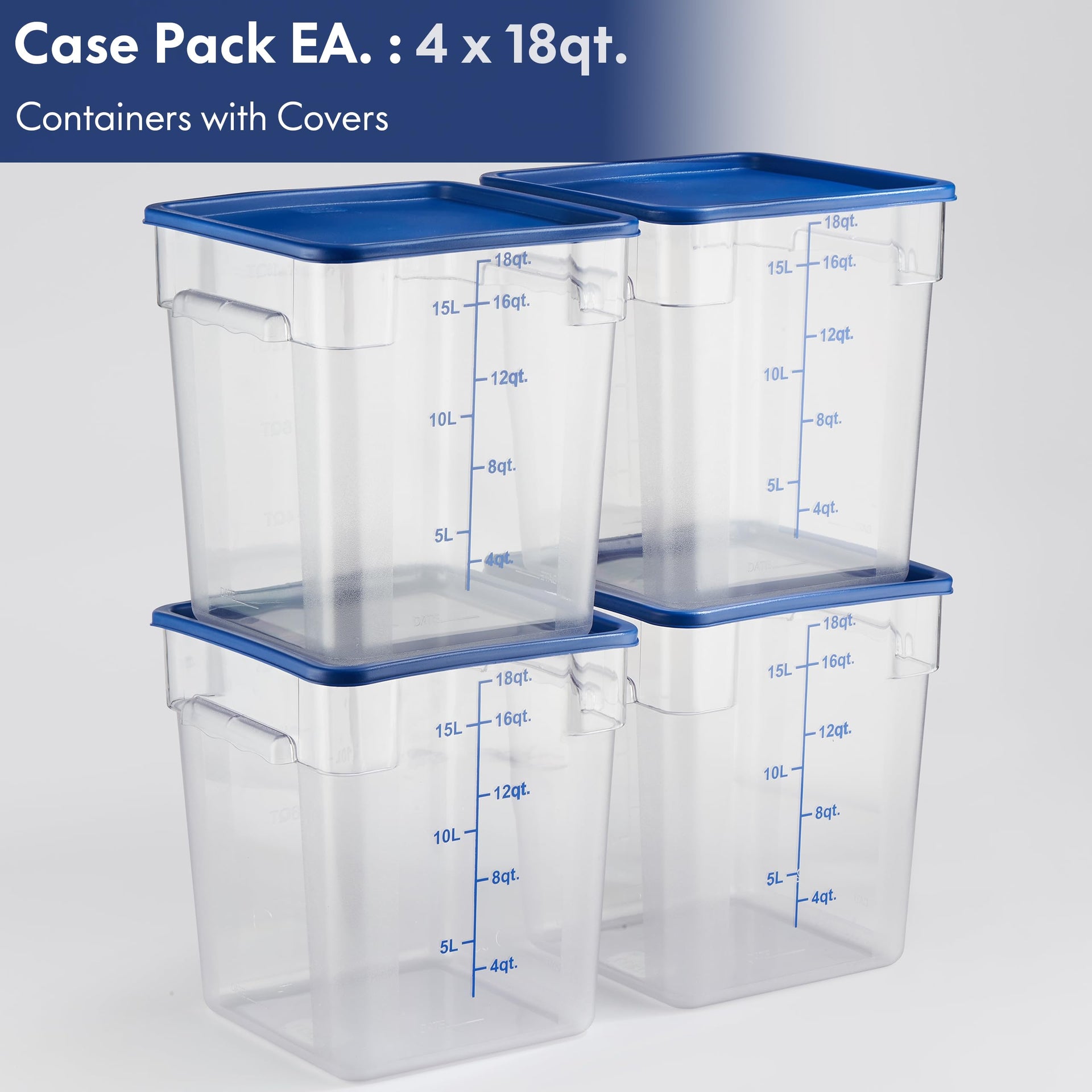 4 Pack Food Storage Containers with Blue Lids (4 Count)