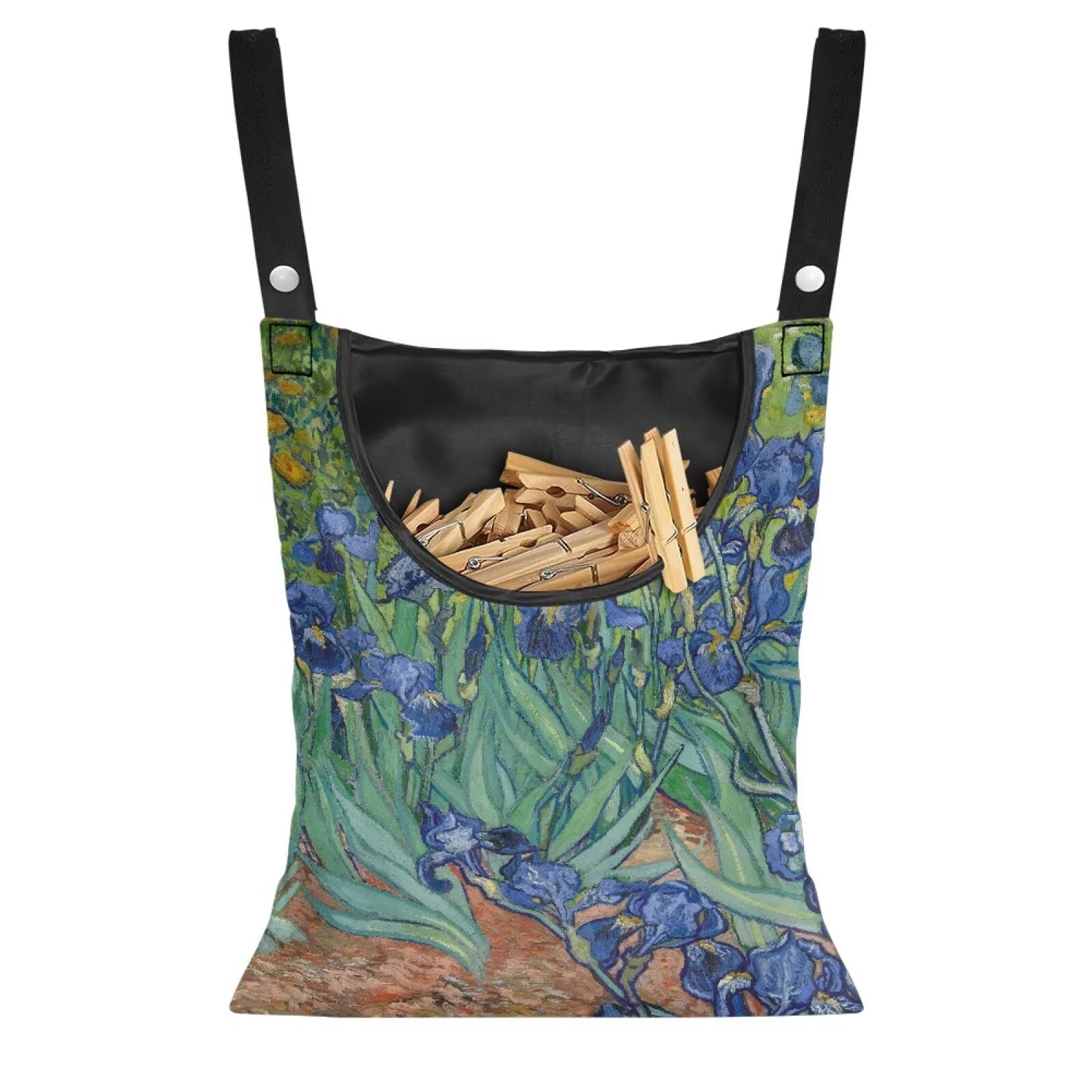 Famous Oil Painting Iris Print Home Clothespin Organizer Bag 14.5"x12"