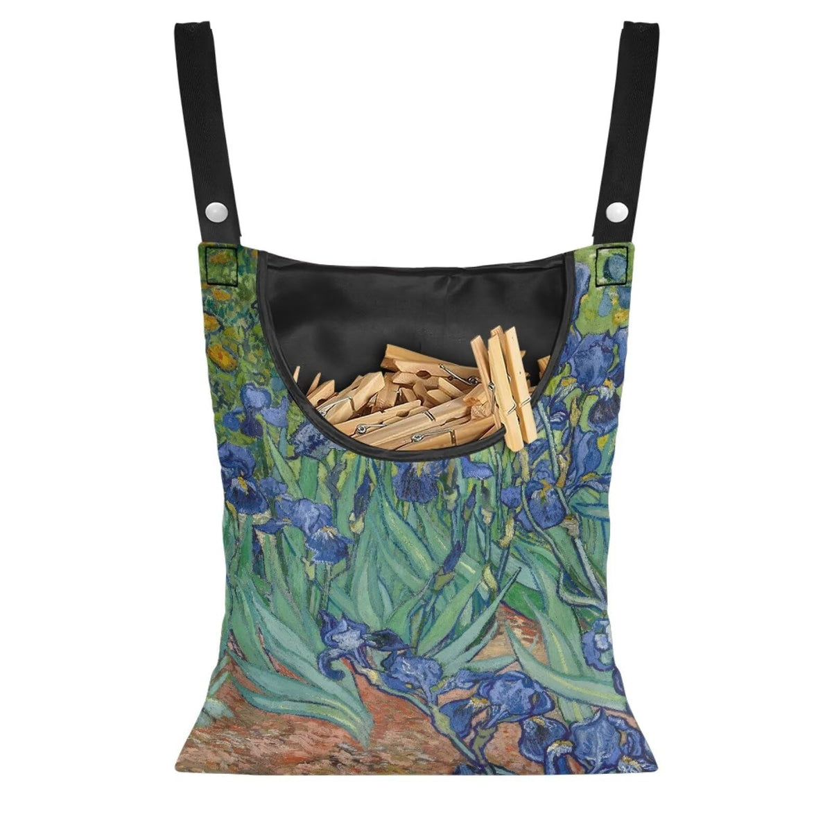 Famous Oil Painting Iris Print Home Clothespin Organizer Bag 14.5"x12"
