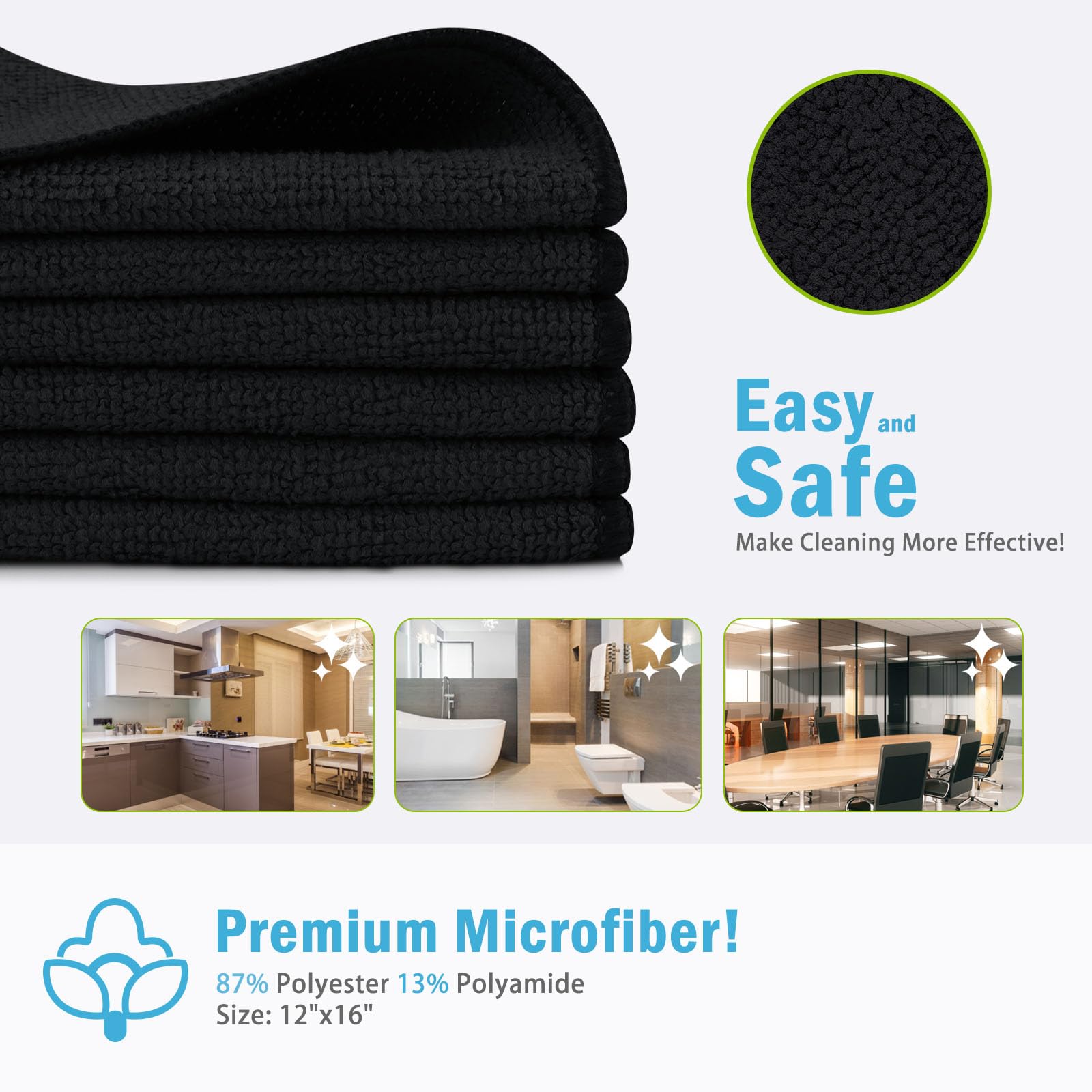 Black Microfiber Cleaning Cloth (100 Count)