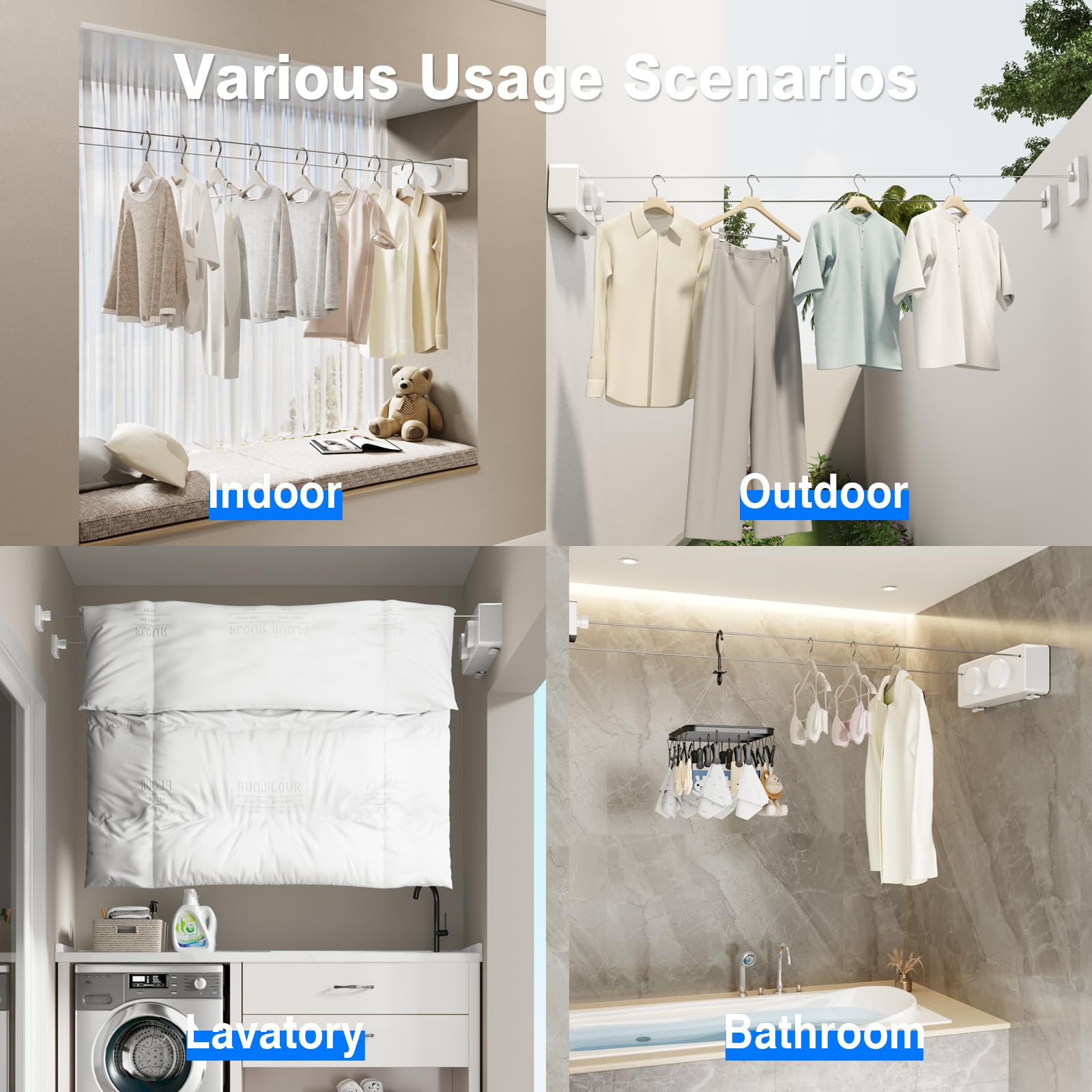 Retractable Twin Clothesline Indoor (27.6 Foot)