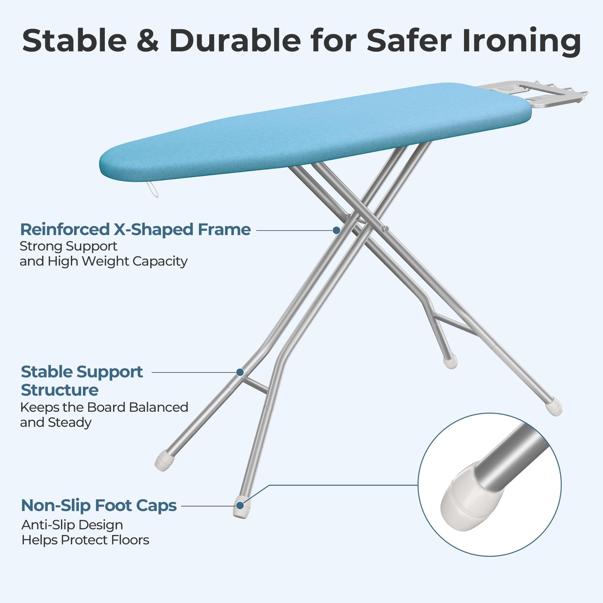 Ironing Board 43"x14" with Heavy Duty Iron Rest