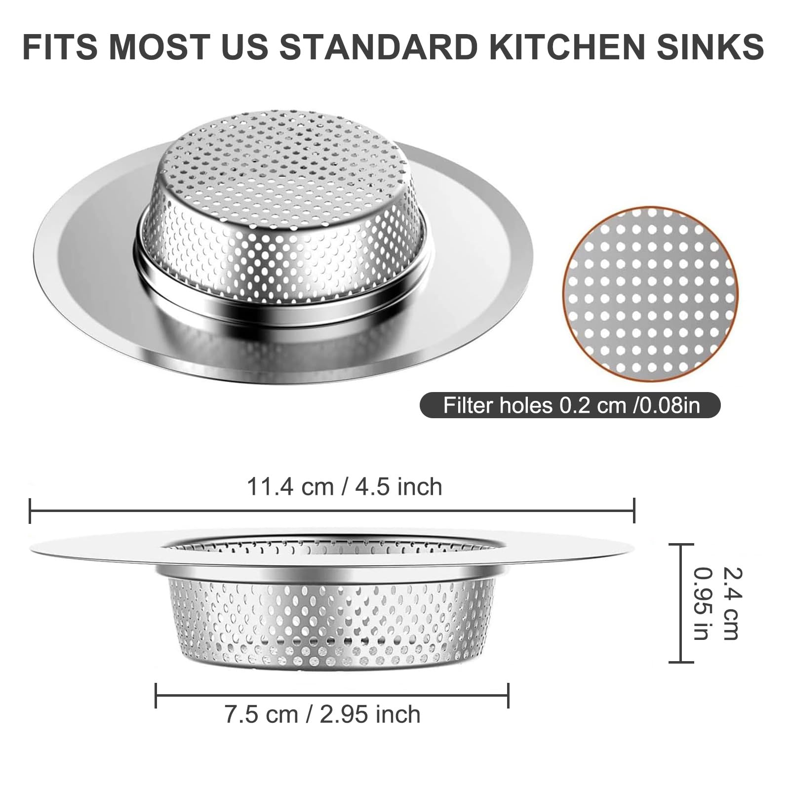 2pcs Heavy Duty Stainless Steel Slop Basket Filter Trap (2 Count)