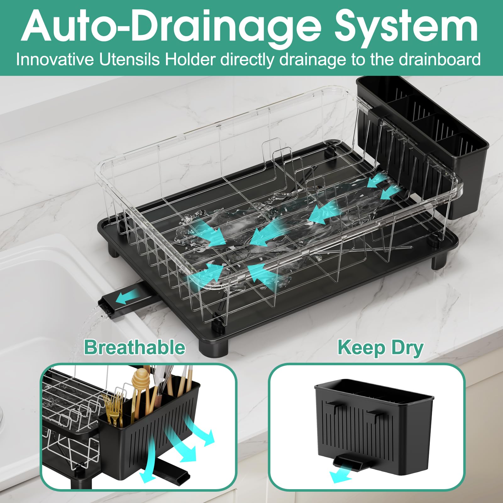 Space Saving Dish Drying Rack for Kitchen Counter