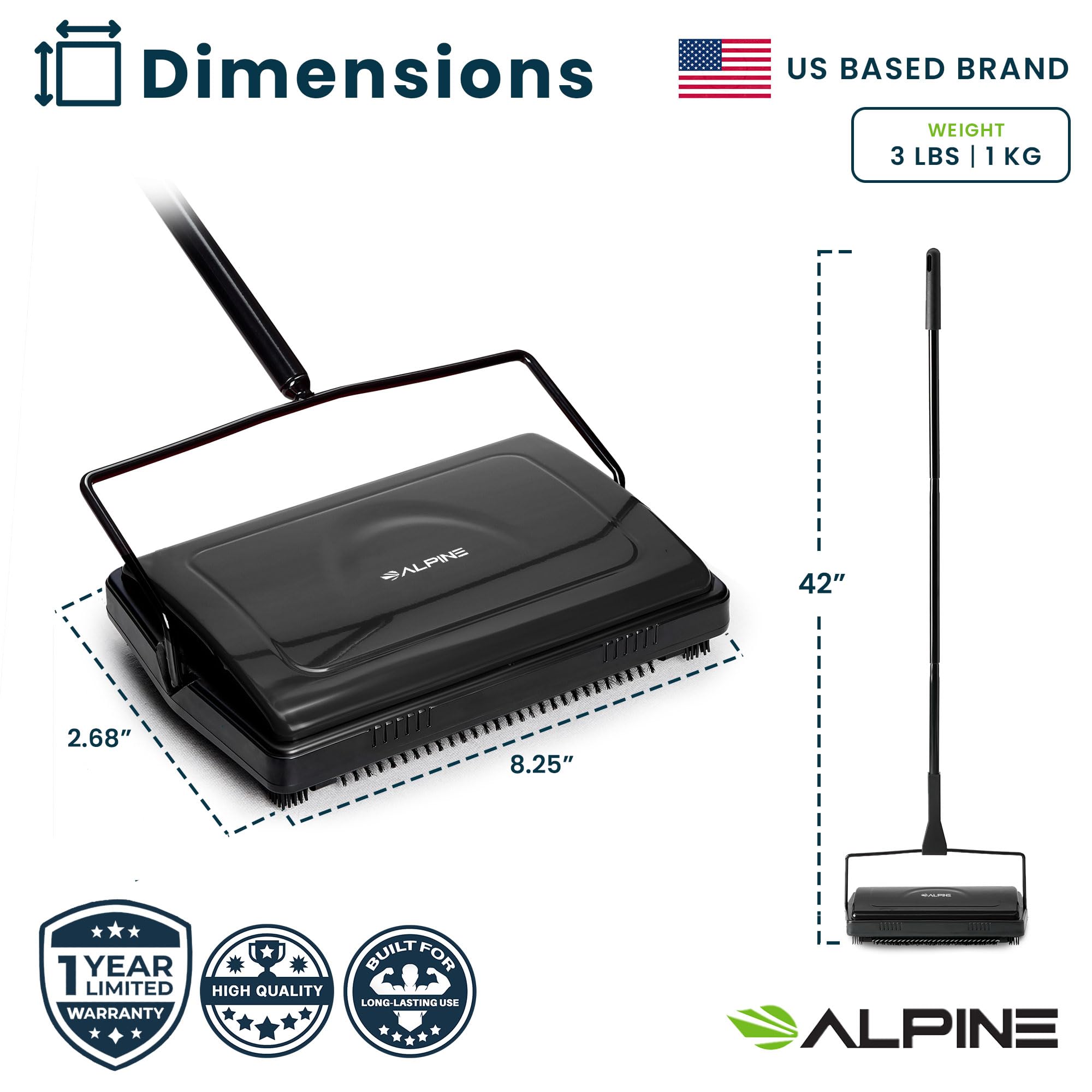 Manual Carpet Sweeper Triple Brush