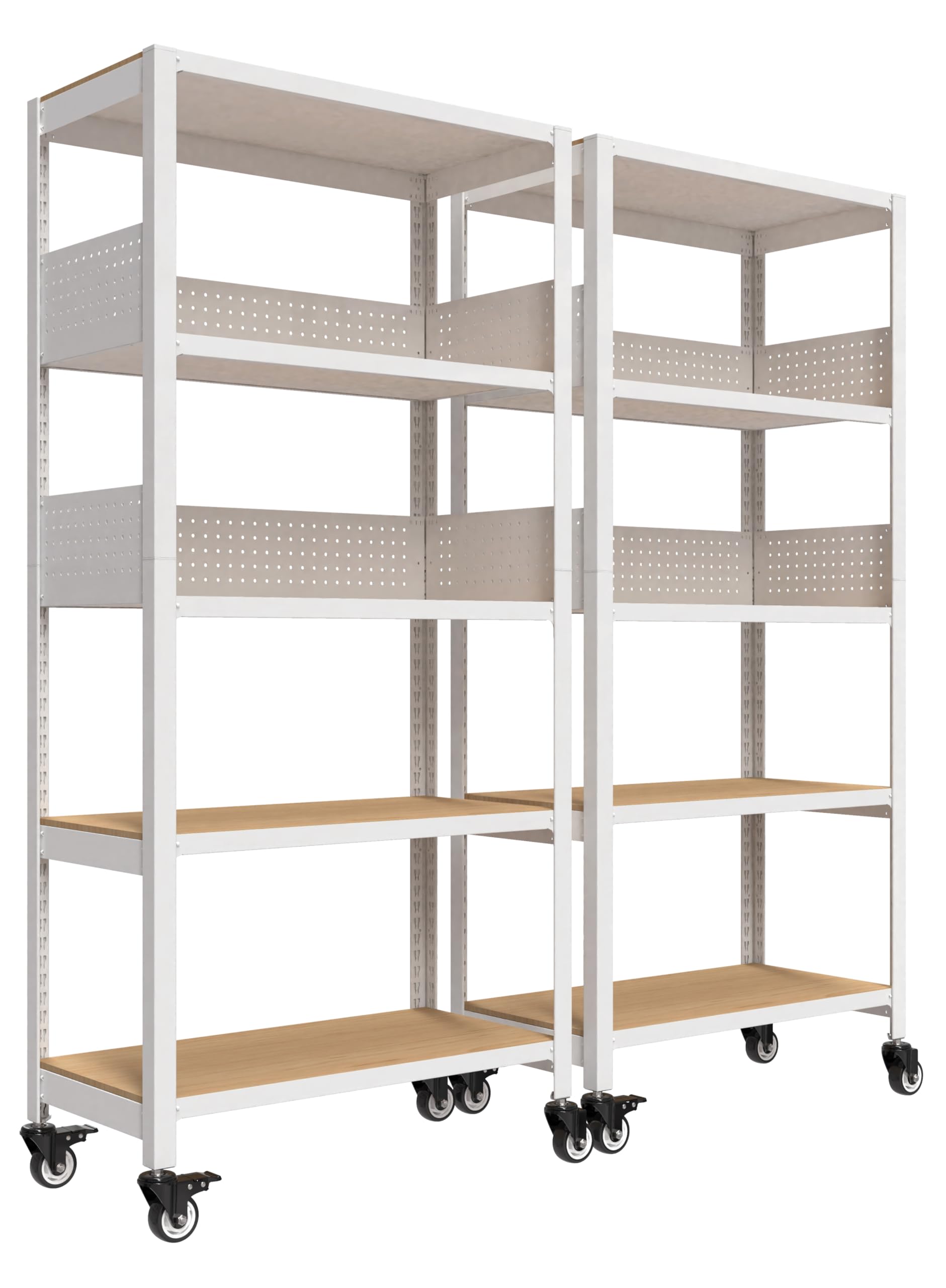 5 Tier Rolling Shelving Unit with Lockable Wheels Multipurpose Storage Cart with Pegboards for Kitchen Laundry Pantry 32