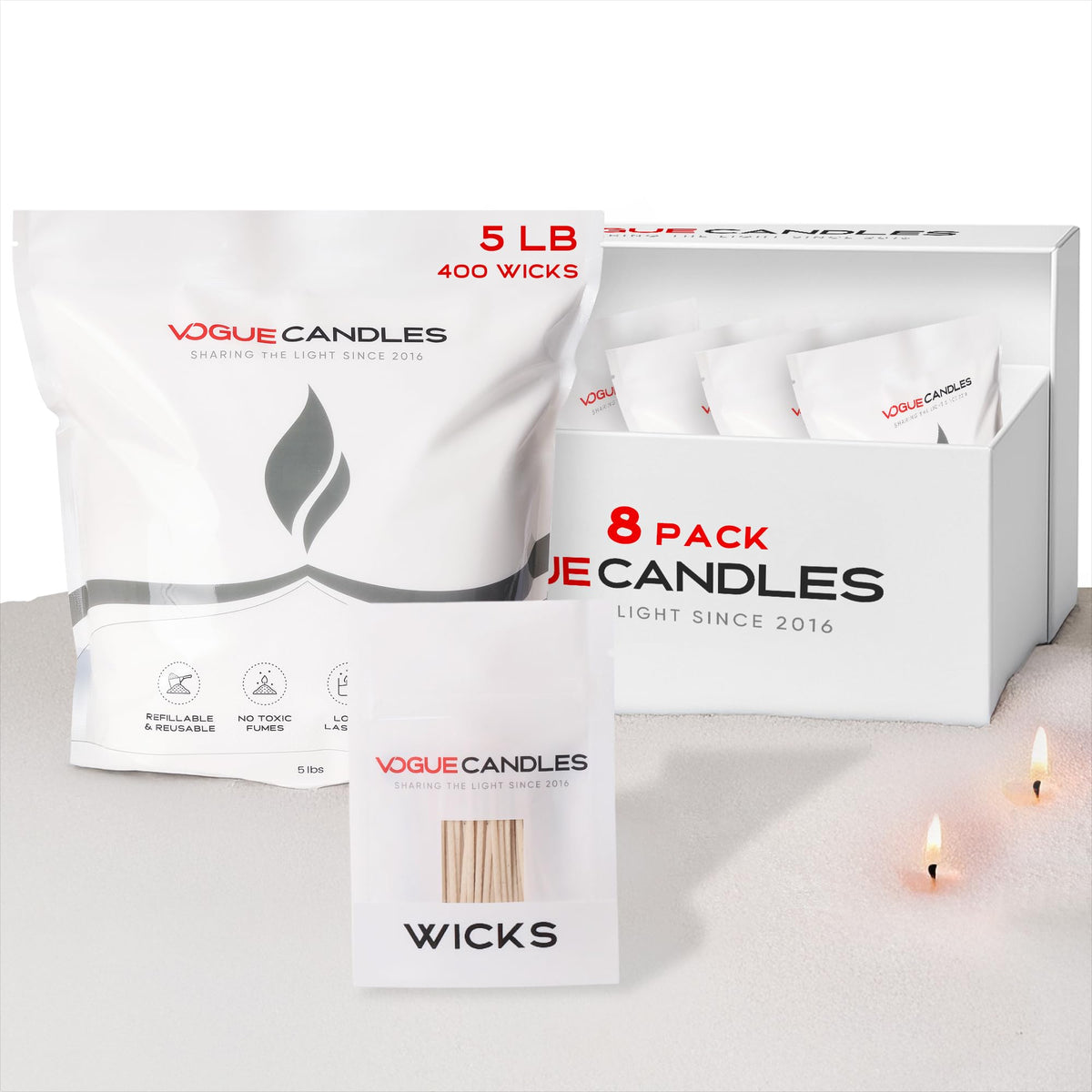 Vogue Candles White Pearled Candle Sand Wax Kit (640 Ounce)