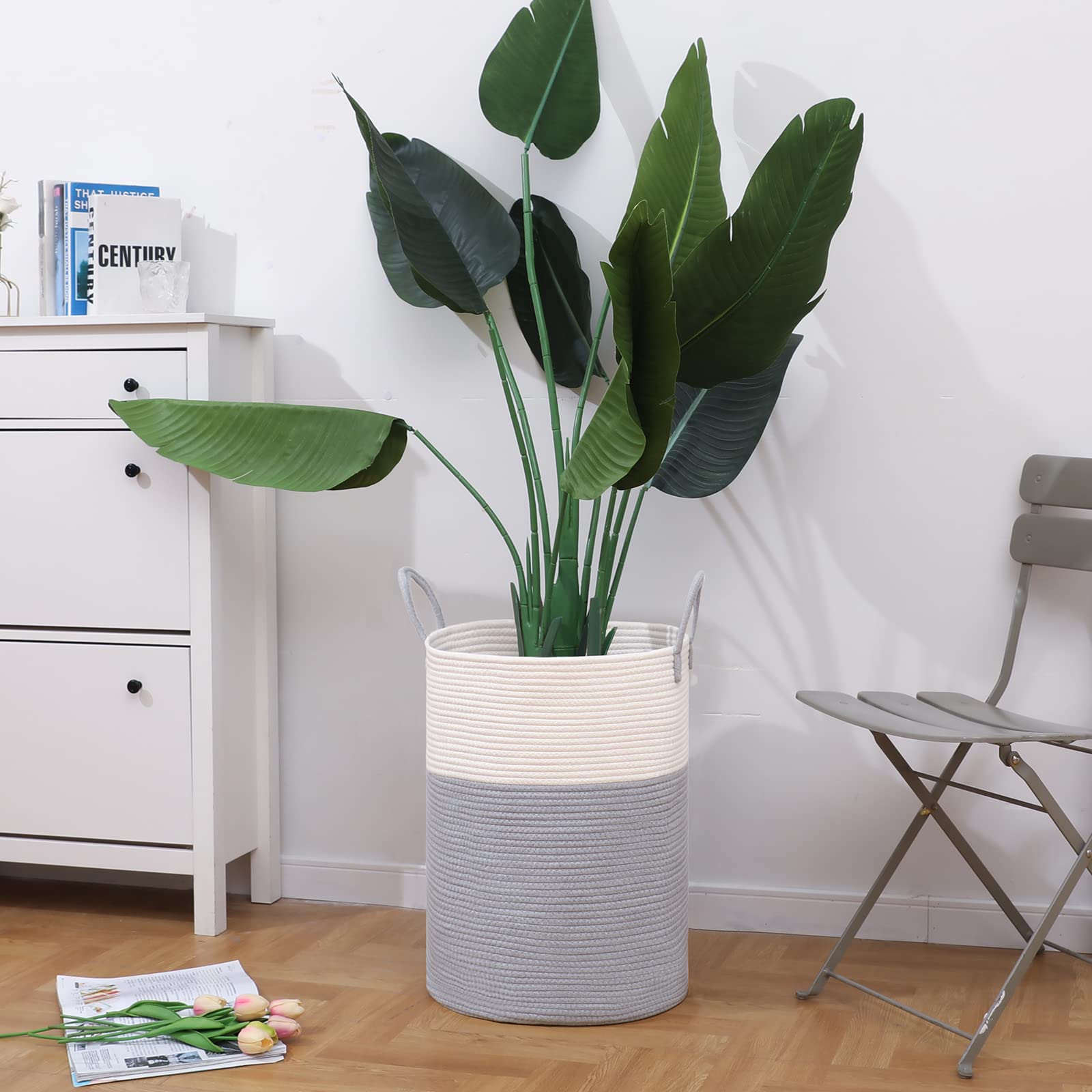 58L Tall Woven Laundry Basket Hamper