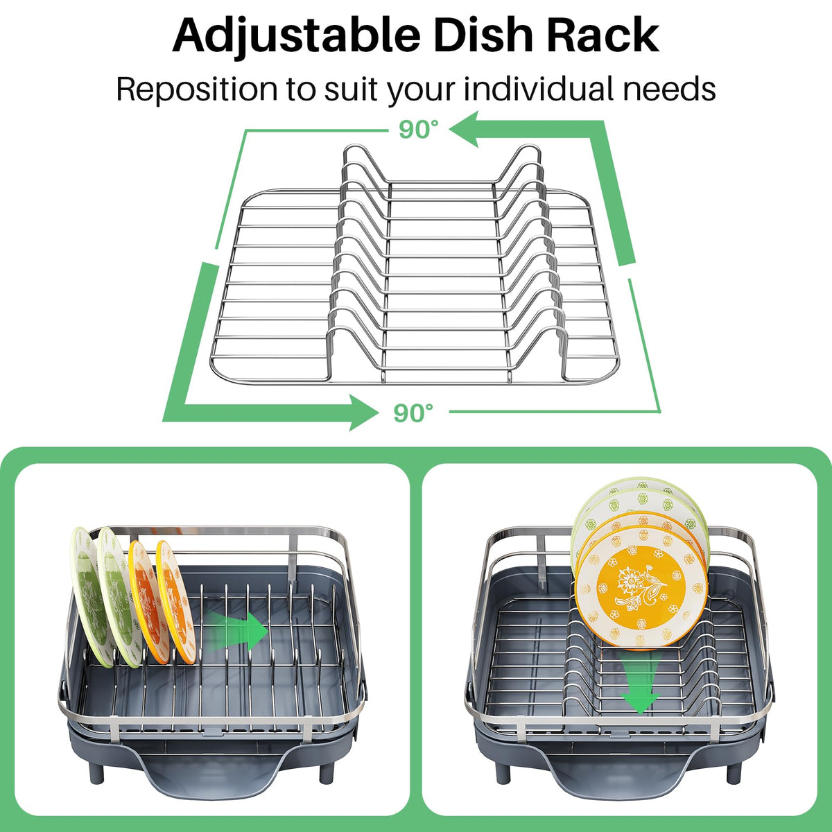 Expandable Dish Drying Rack for Small Kitchen Counter