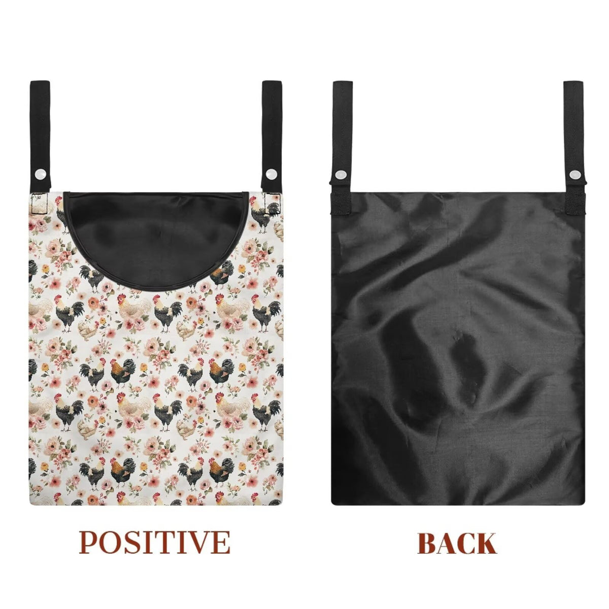 Chicken Clothespin Bag Flower Clothespin Storage with Hanger Hook Canvas Clothespins Bag with Large Opening Space
