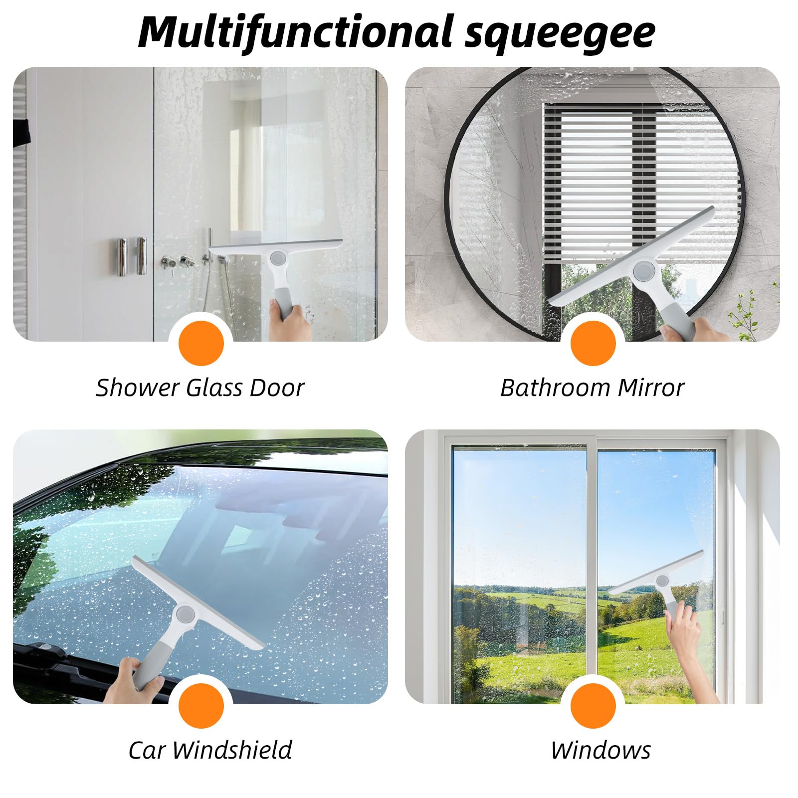 3 Pack Shower Cleaning Brush Set with Grout Cleaning Brush and Squeegee (3 Count)