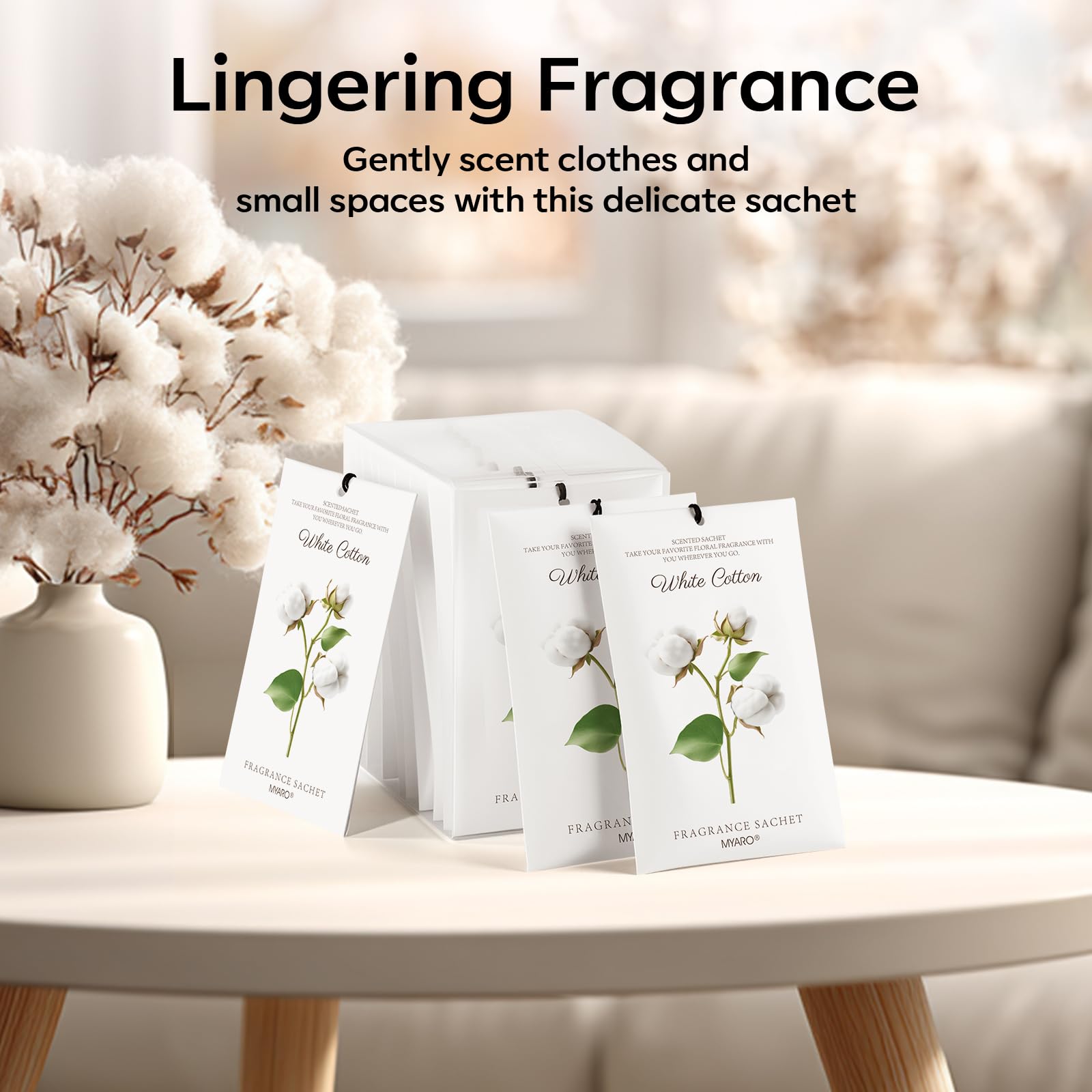 12 Pack White Cotton Scented Sachets (12 Count)