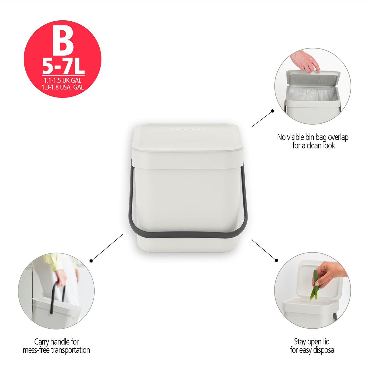 Sort & Go Kitchen Countertop Food Scraps Compost Bin