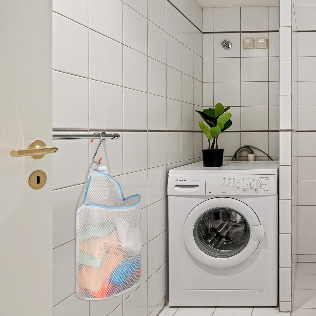 3Pcs Hanging Laundry Bags for Socks with S Hooks (3 Count)