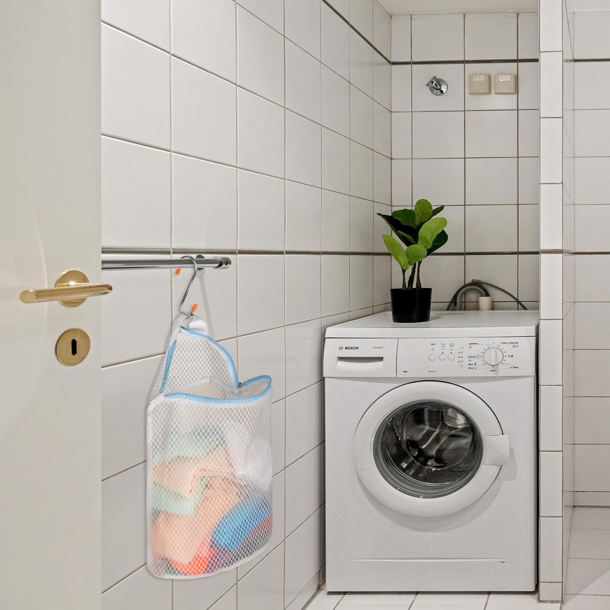 5Pcs Hanging Laundry Bags for Socks with S Hooks (5 Count)