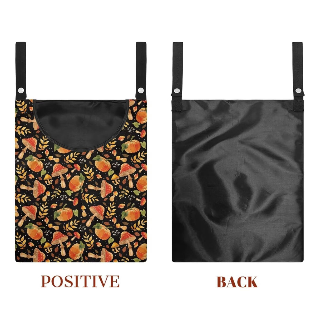 Orange Mushroom Clothespin Storage Hanger Bags Pumkpin Laundry Clothespin Bag with Large Opening