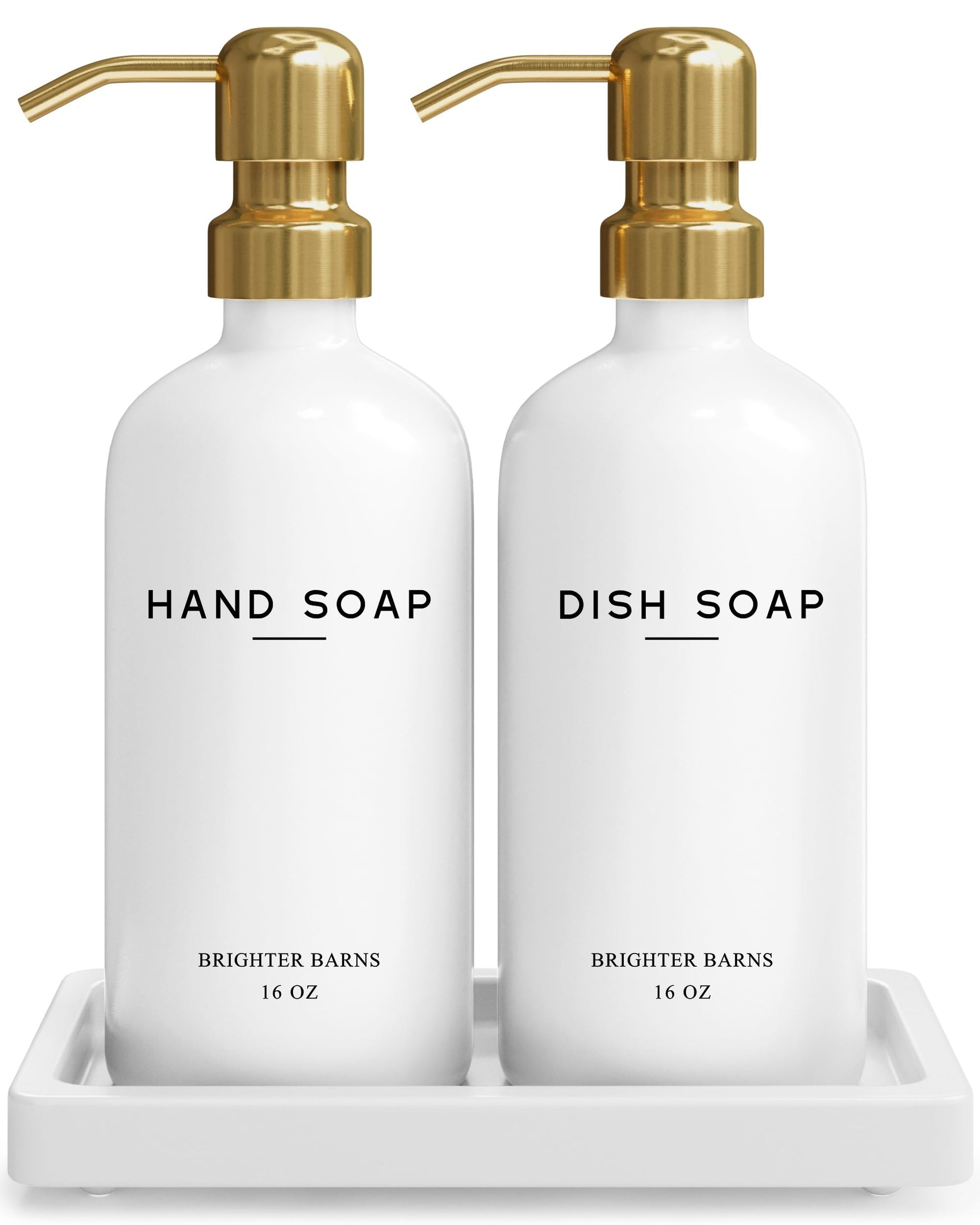 Luxury Glass Hand and Dish Soap Dispenser Set by Brighter Barns