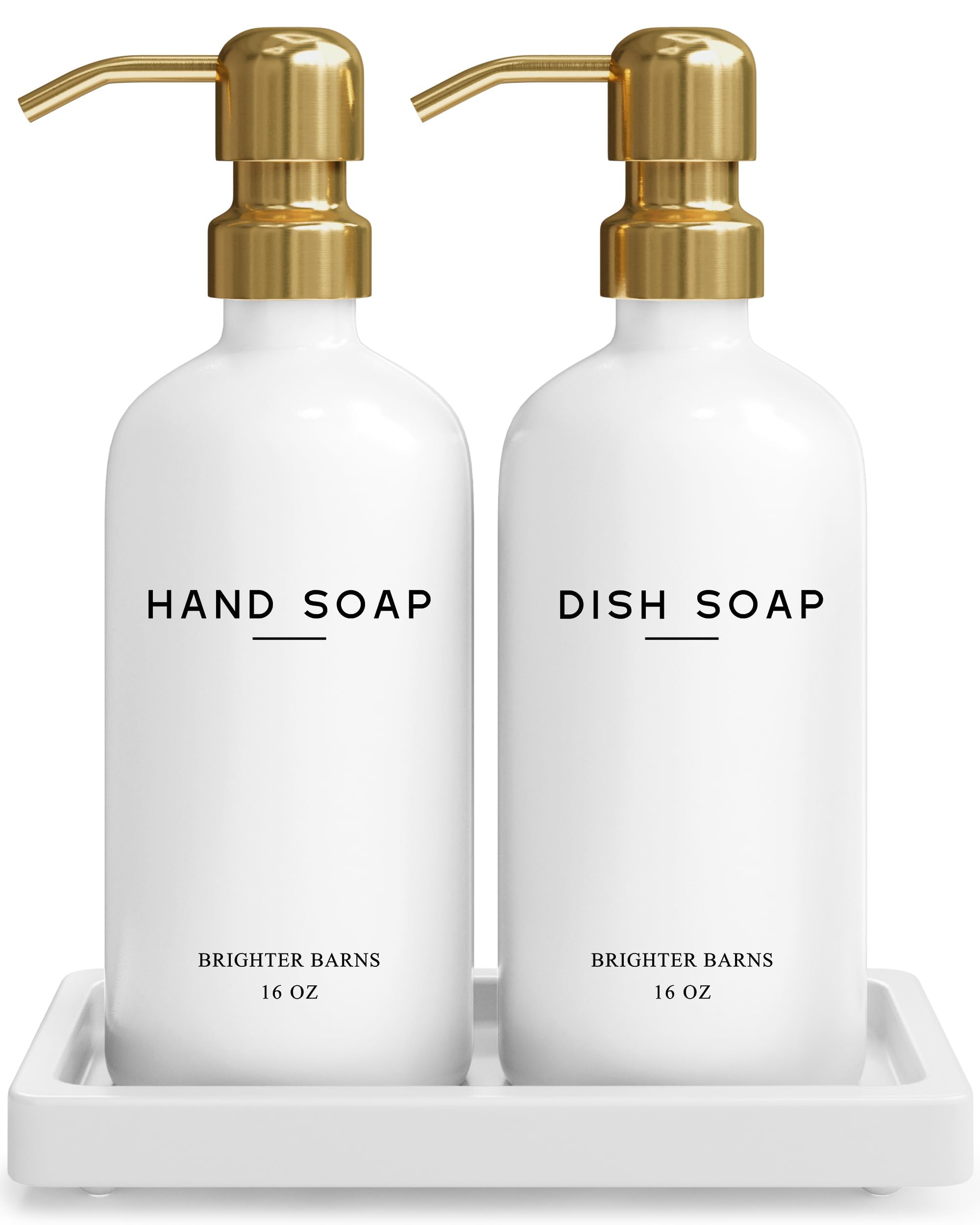 Luxury Glass Hand and Dish Soap Dispenser Set by Brighter Barns