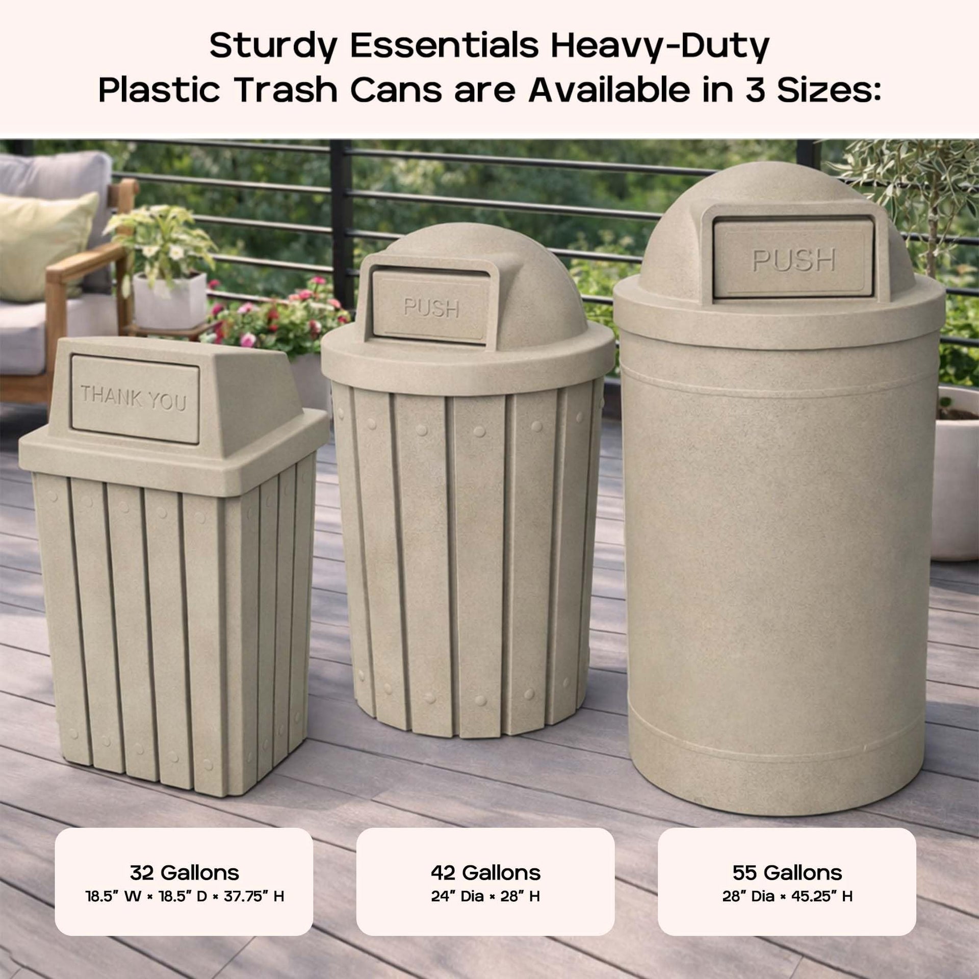 Campus Collection 32 Gallon Commercial Trash Can with Lid