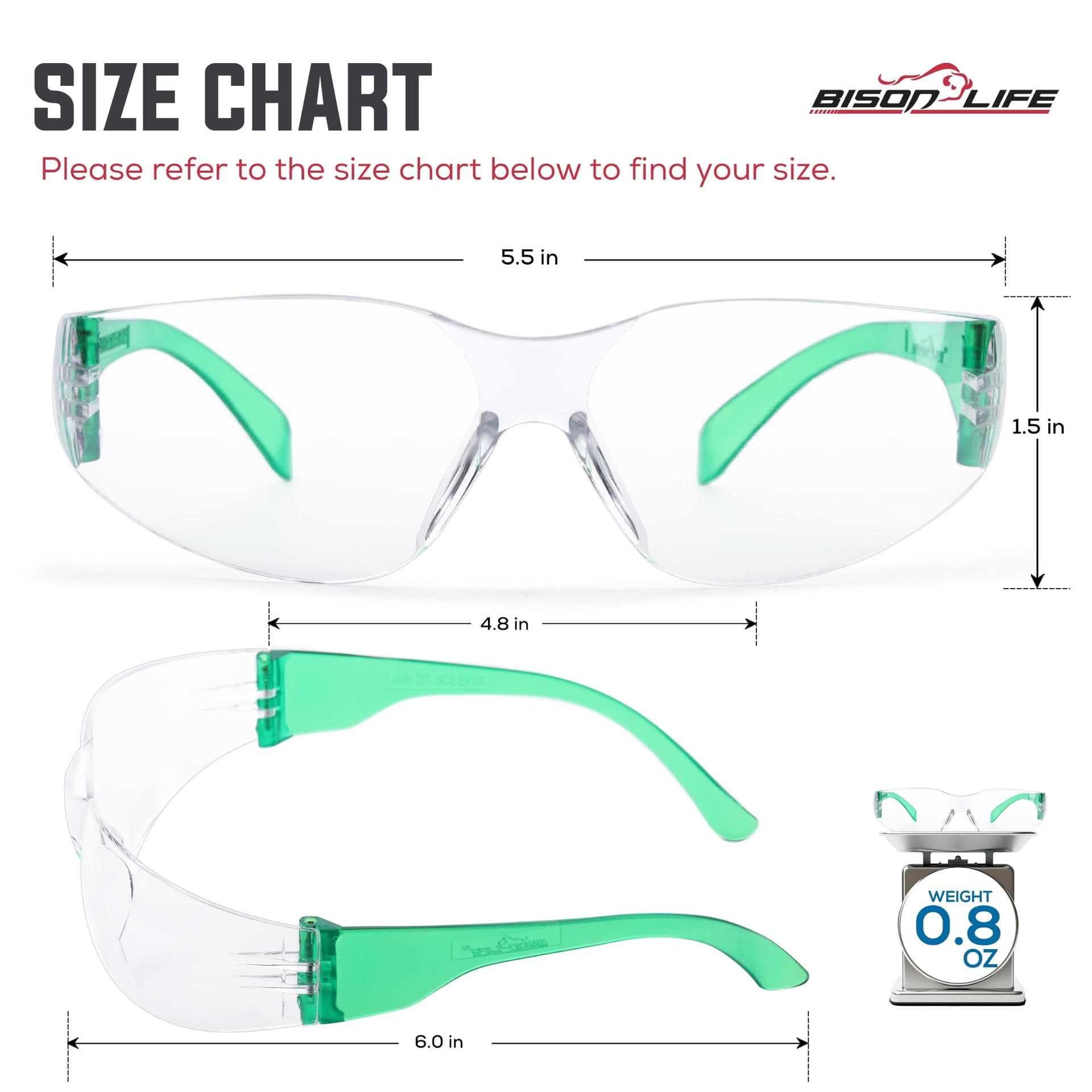 Clear Lens Green Safety Glasses (144 Count)