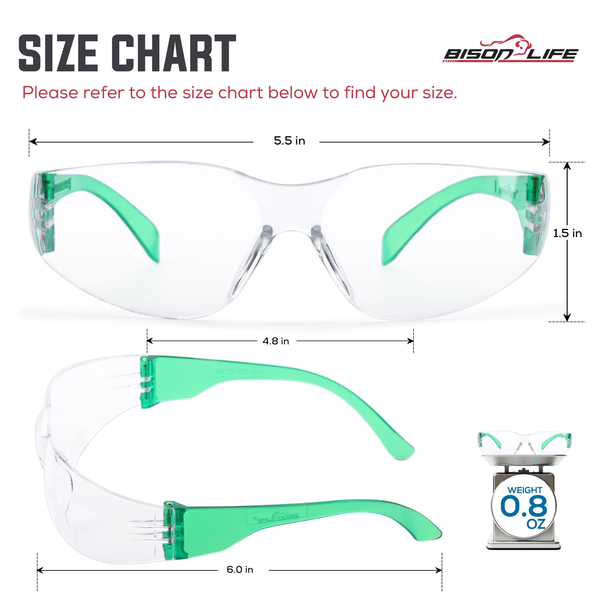 Clear Lens Green Safety Glasses (144 Count)