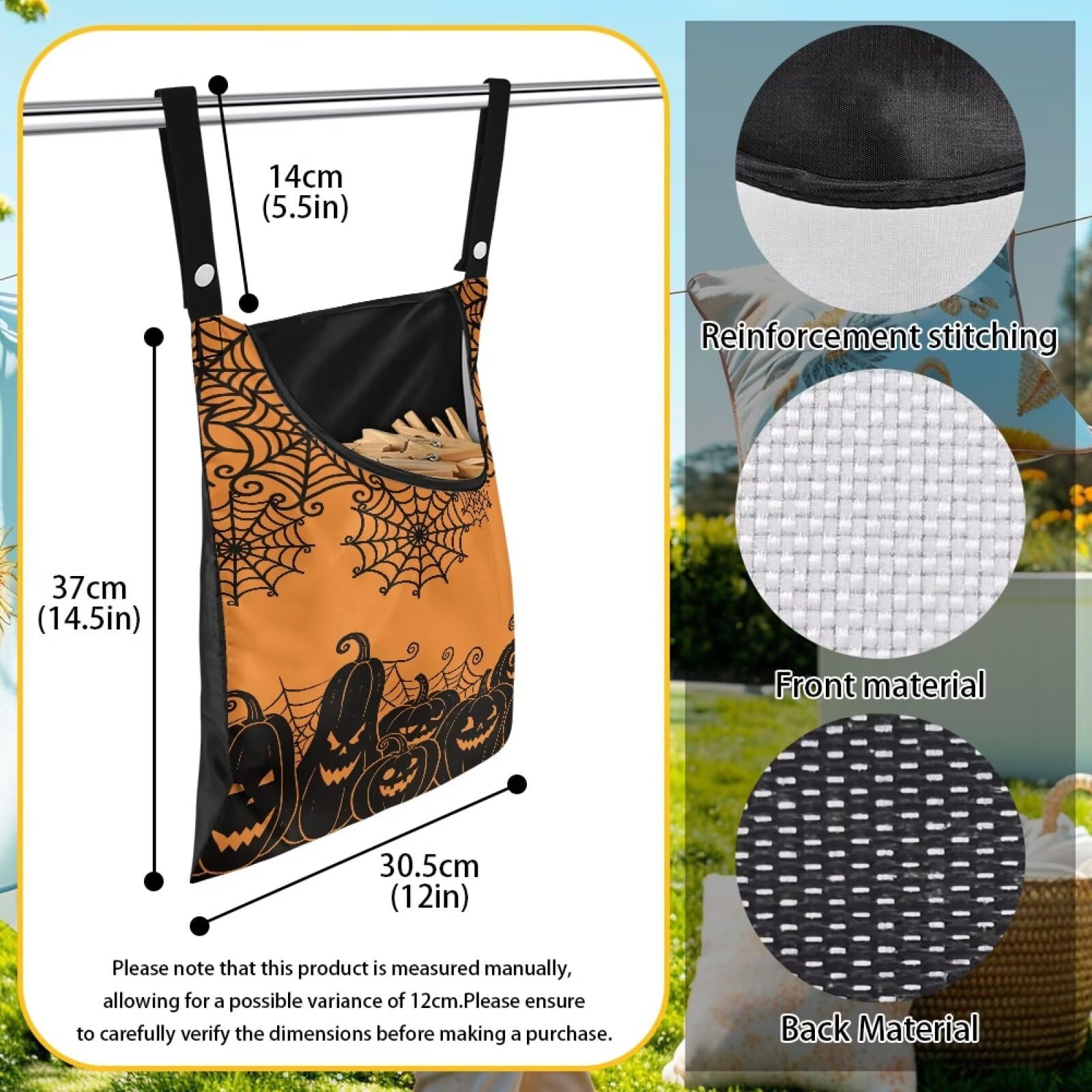 Halloween Pumpkin Clothespin Carrier Bag