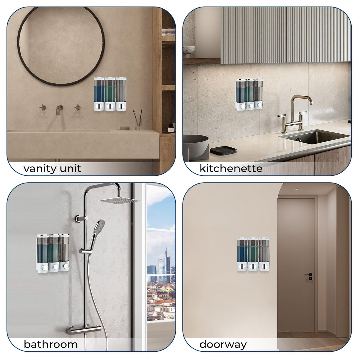 Shower Soap Dispenser No Drill 3 Chamber*300ML
