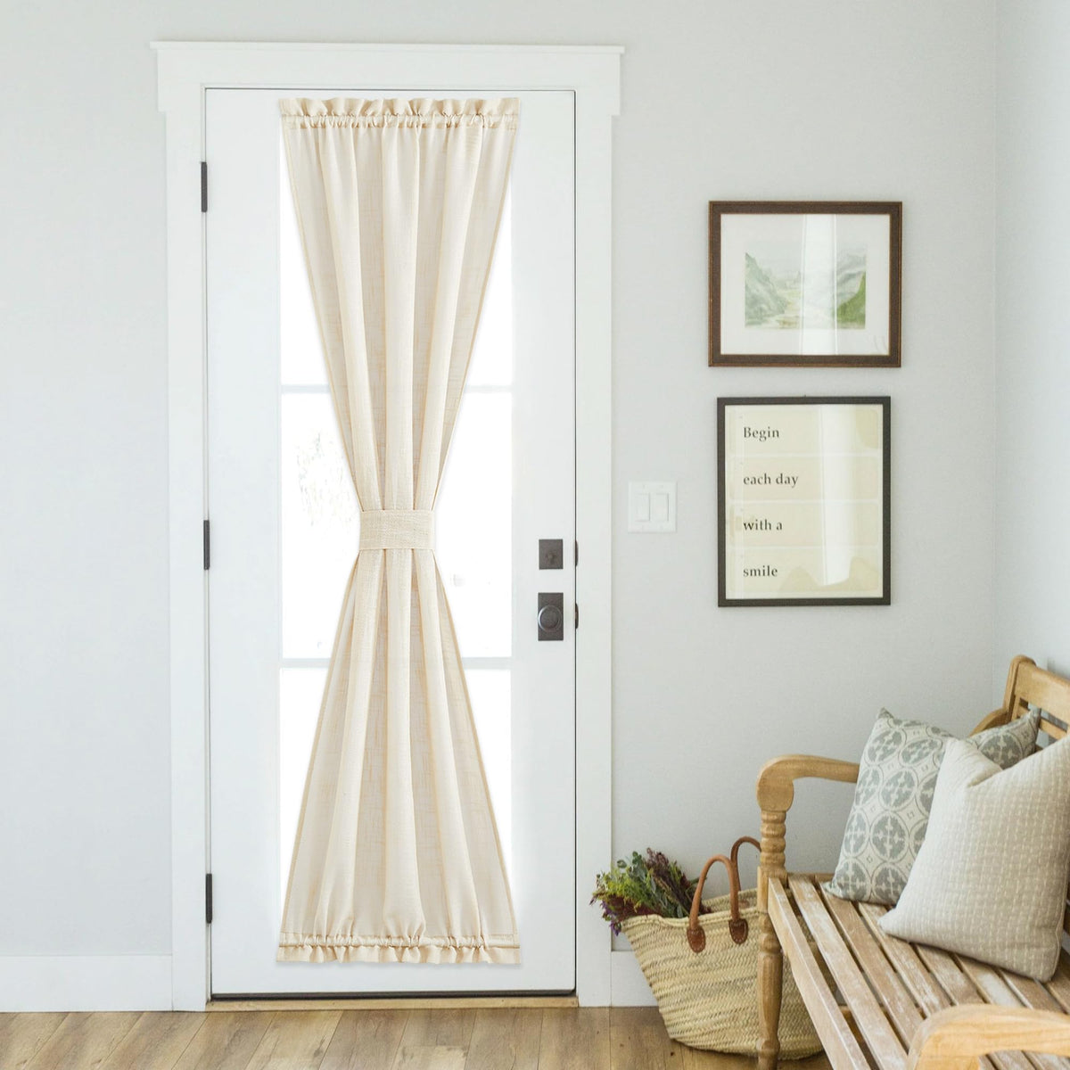 Door Panel Curtains Faux Linen French Curtain