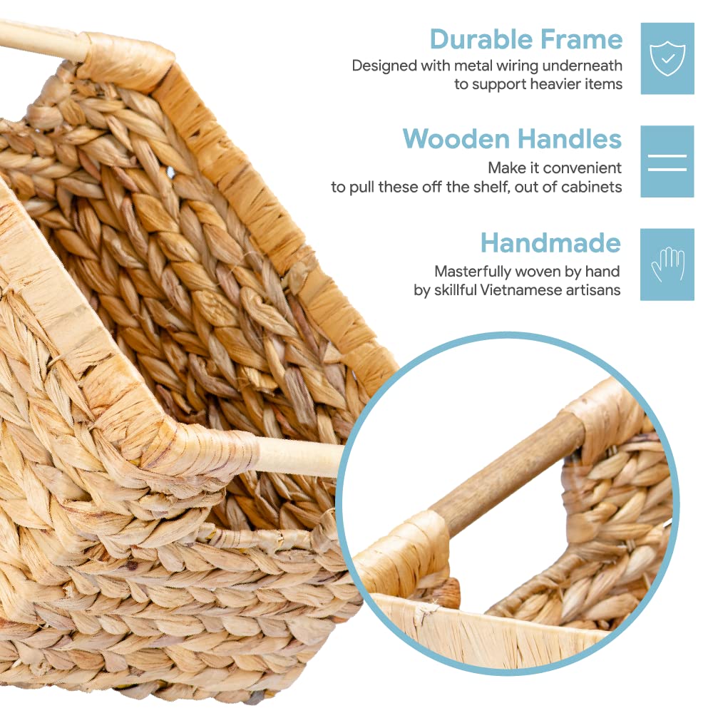 Natural Water Hyacinth storage basket with Handle (3 Count)