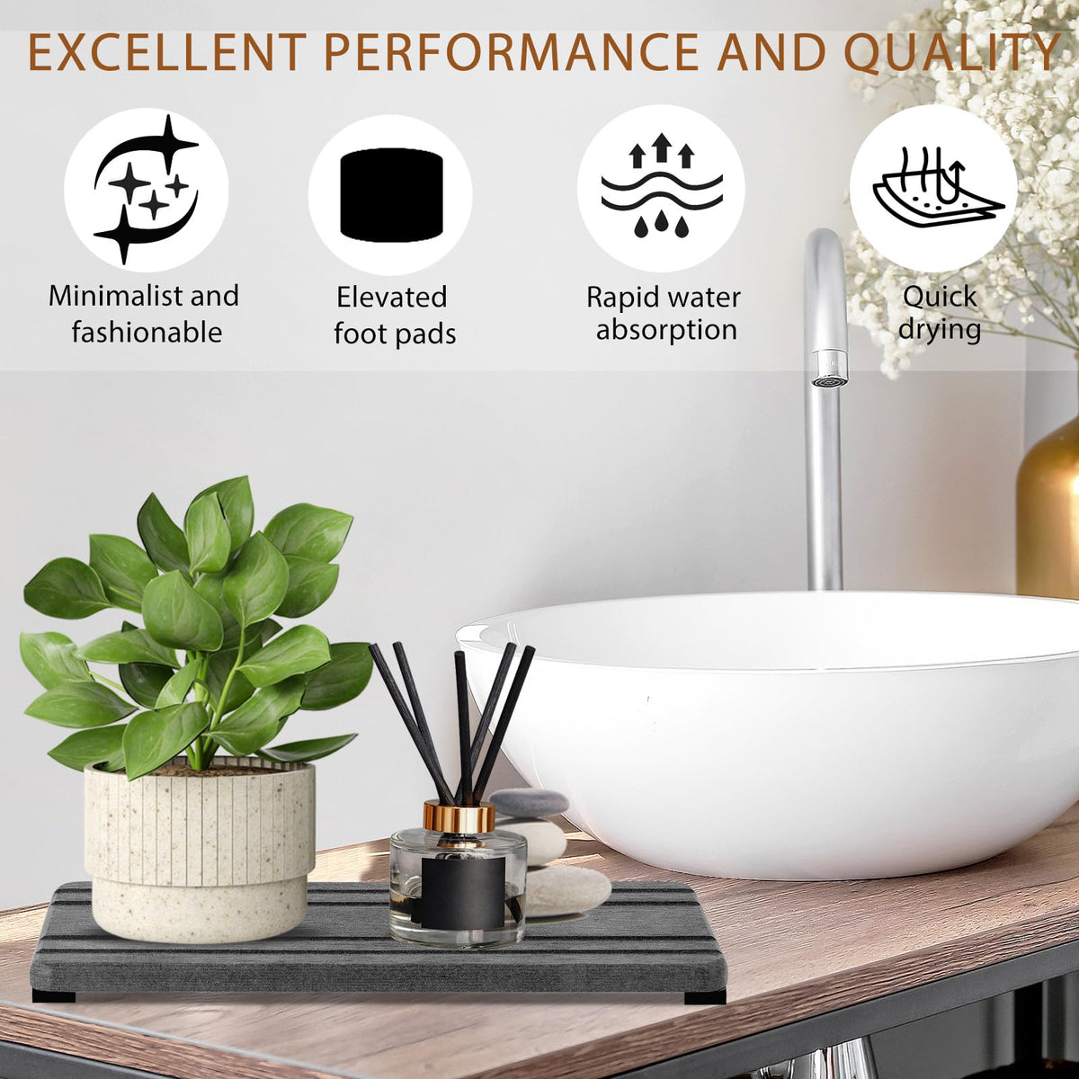 3PCS Water Absorbing Stone Tray (3 Count)