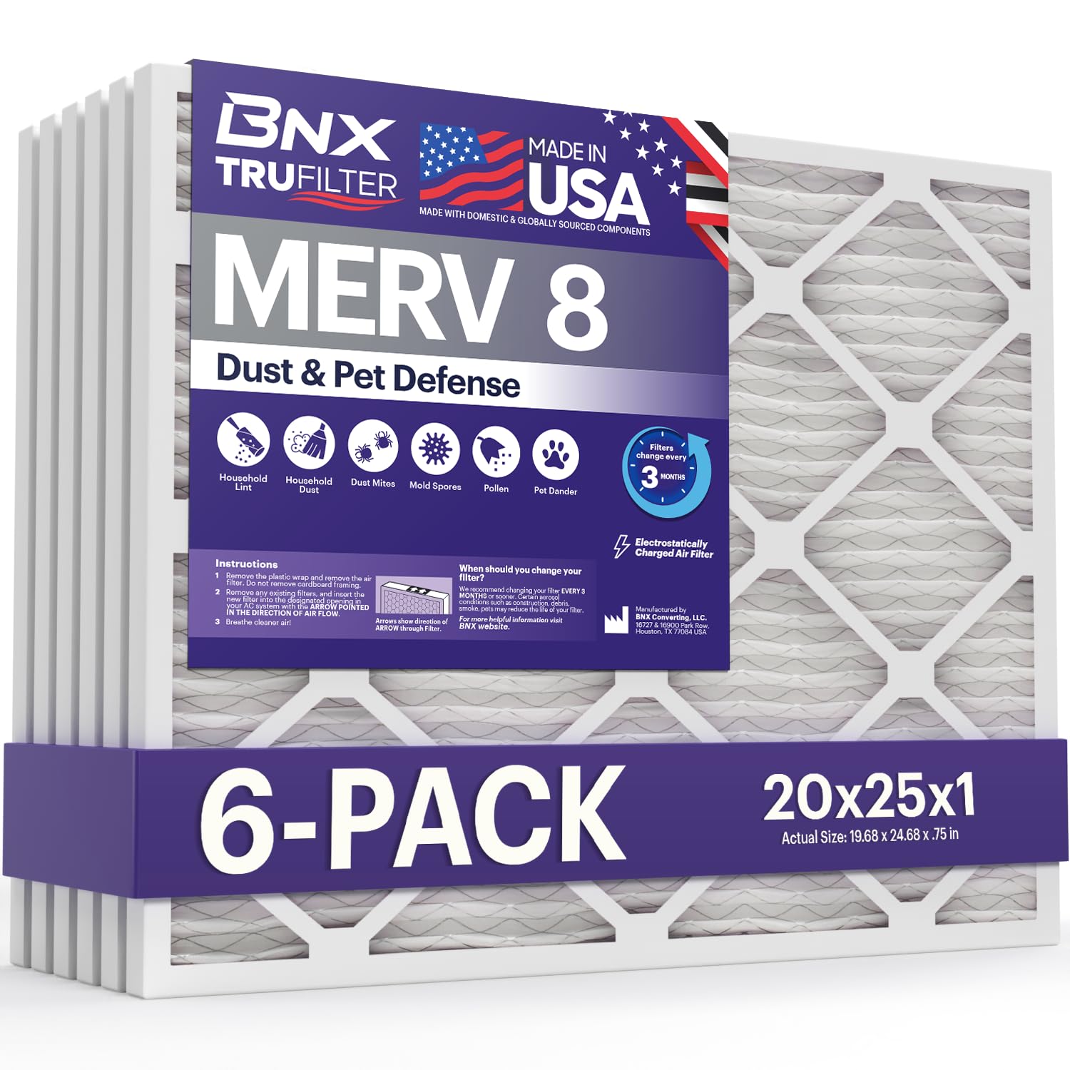 TruFilter 20x25x1 Air Filter MERV 8 (6 Count)