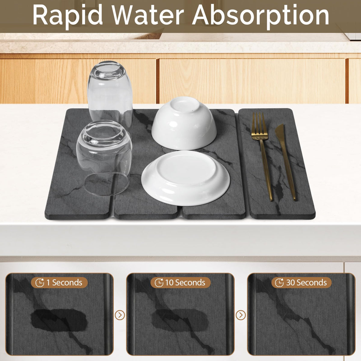 Small Stone Dish Drying Mat for Kitchen Counter (2 Count)