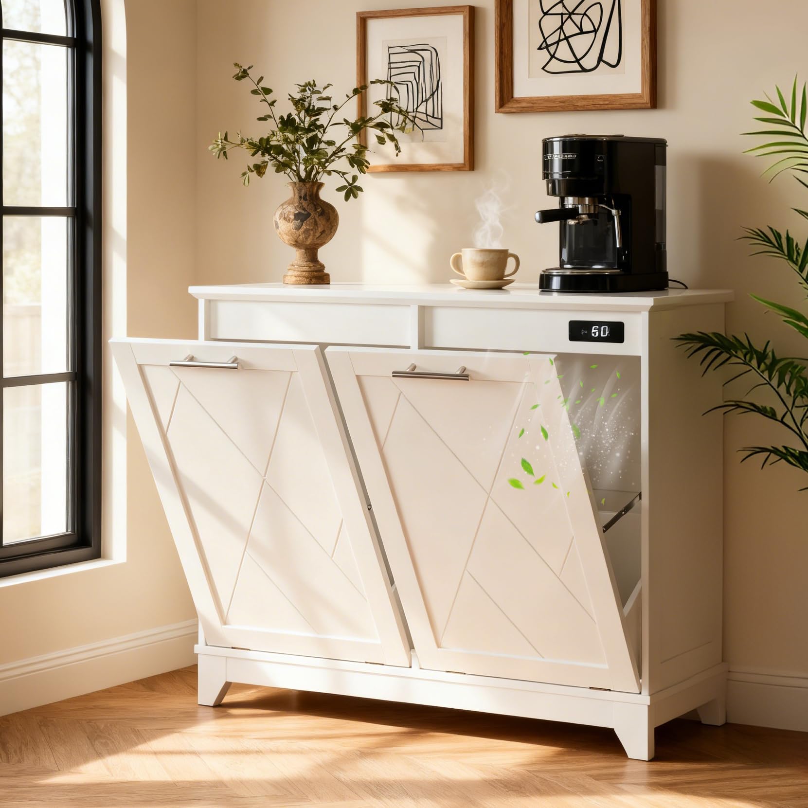 Double Tilt Out Trash Can Cabinet