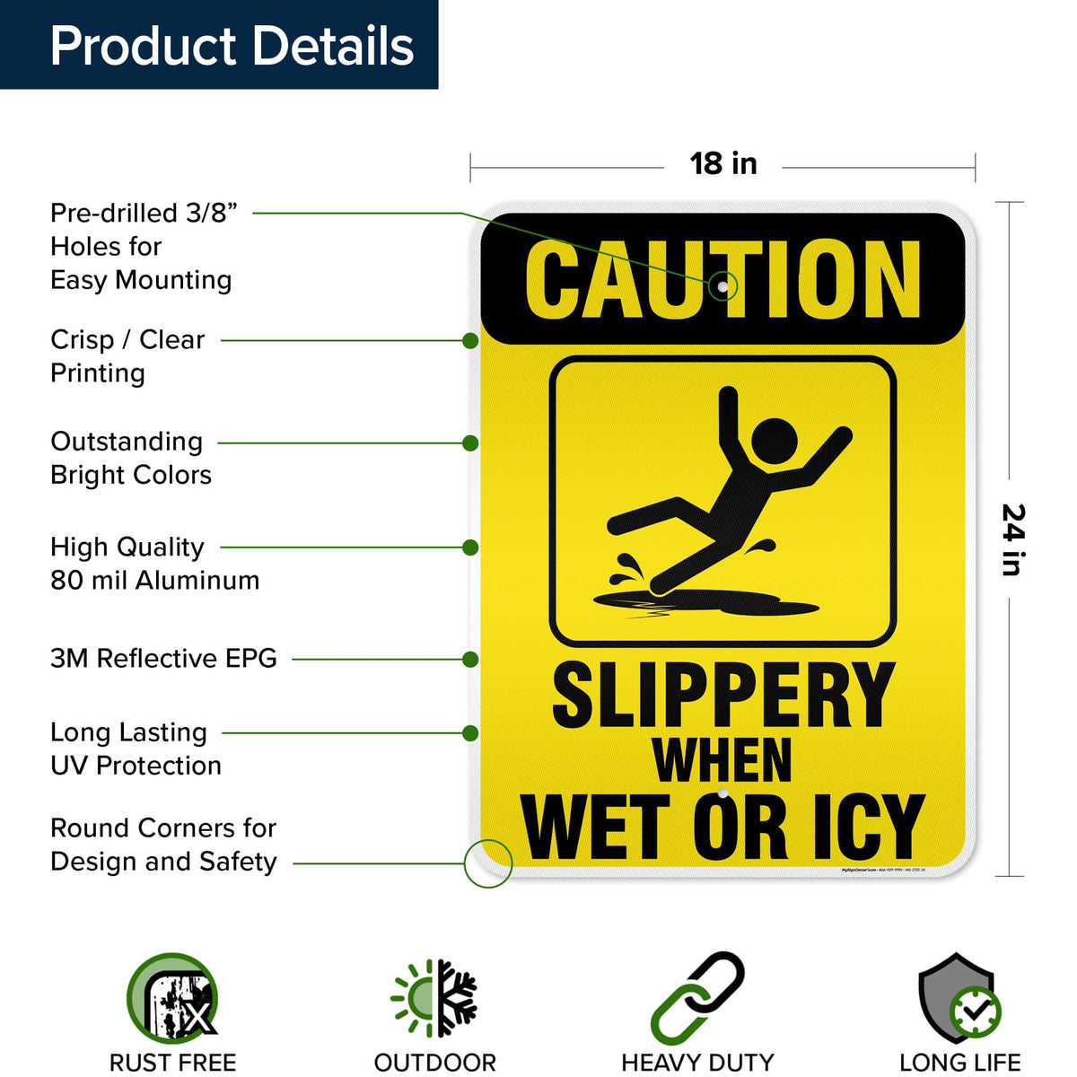 Caution Slippery When Wet Sign or ICY Sign