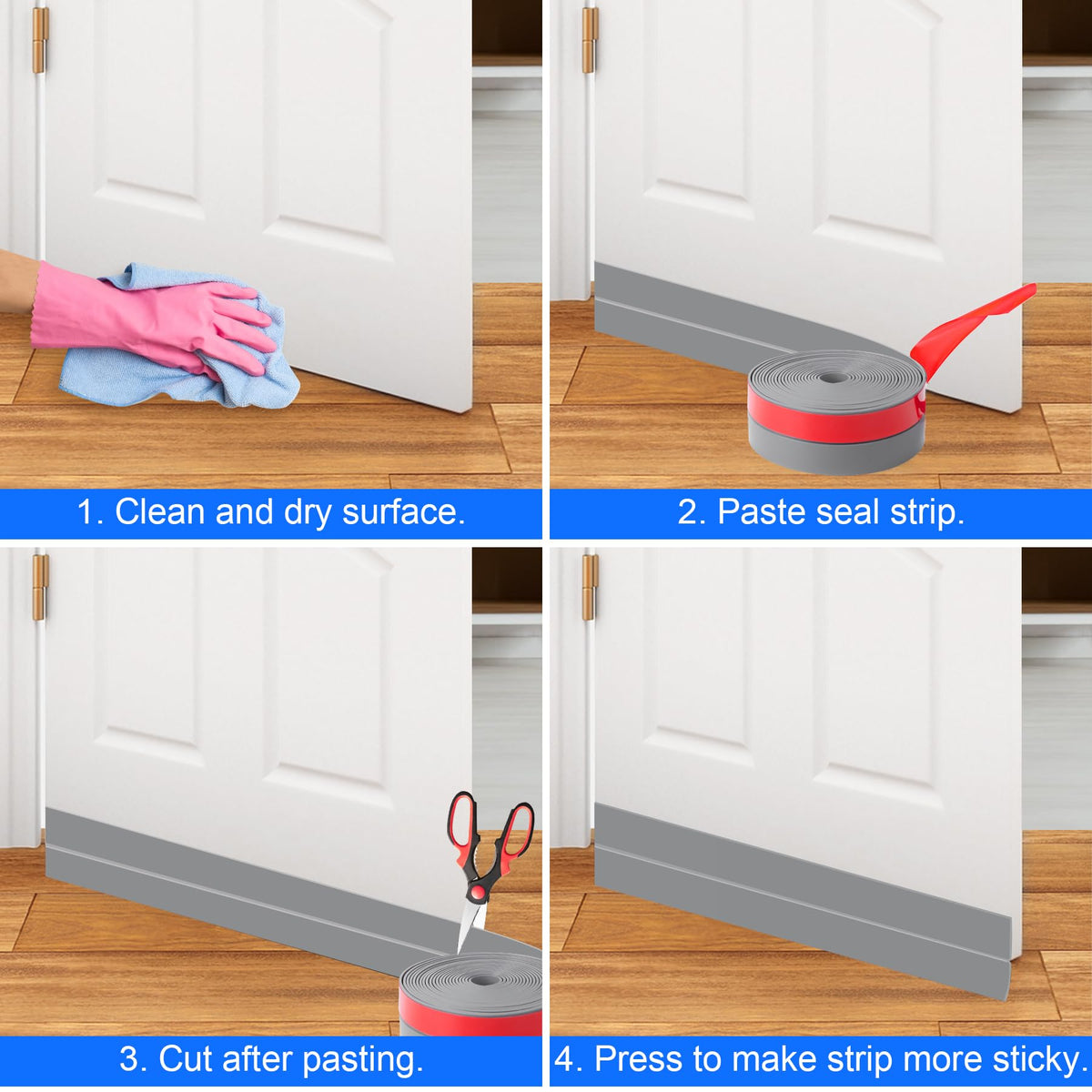 Weather Stripping Silicone Door Seal Strip 1 in x 40 ft Door Draft Stopper Self Adhesive Door Draft Tape