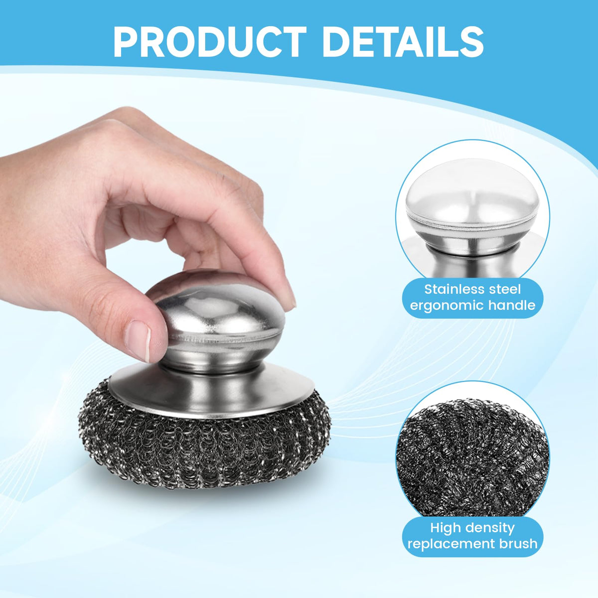 6Pcs Steel Wool Scrubber (6 Count)