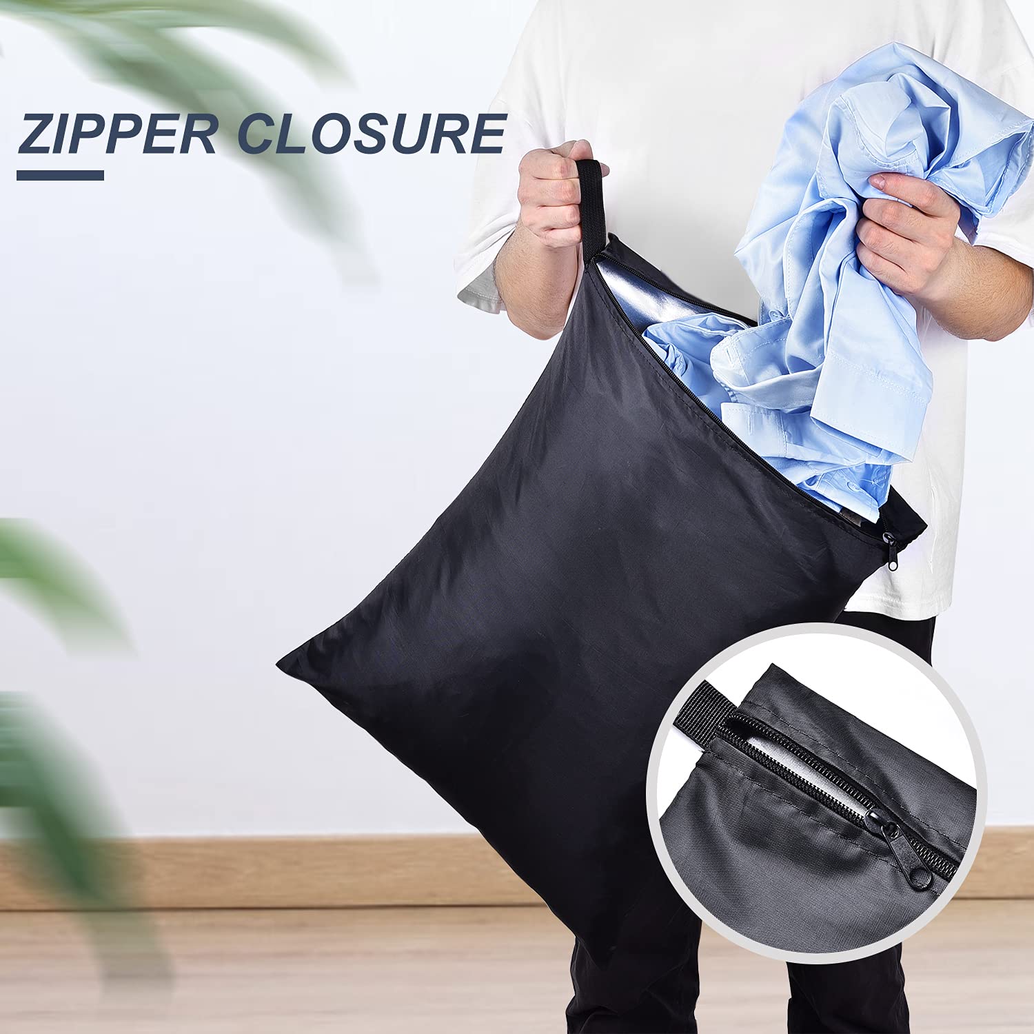 2 Pack Laundry Bags 16x20 inch Wet Dry Bag for Swimsuit and Towels Medium Travel Dirty Clothes Bag Machine Washable Laundry Sack for Gym Beach Drying Do Not Exceed 176℉ Black (2 Count)
