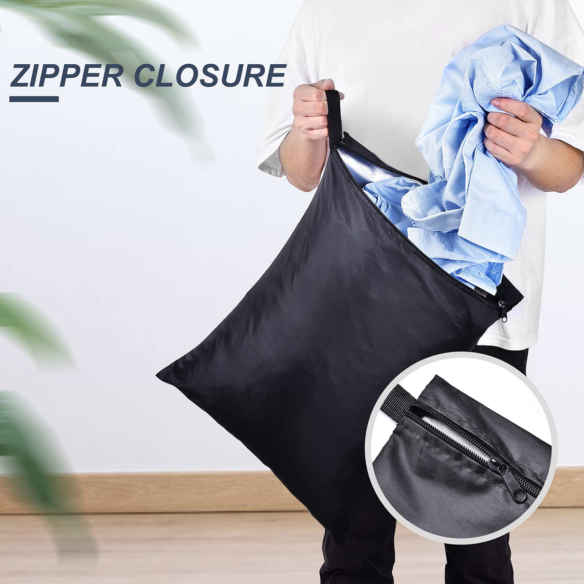 2 Pack Laundry Bags 16x20 inch Wet Dry Bag for Swimsuit and Towels Medium Travel Dirty Clothes Bag Machine Washable Laundry Sack for Gym Beach Drying Do Not Exceed 176℉ Black (2 Count)