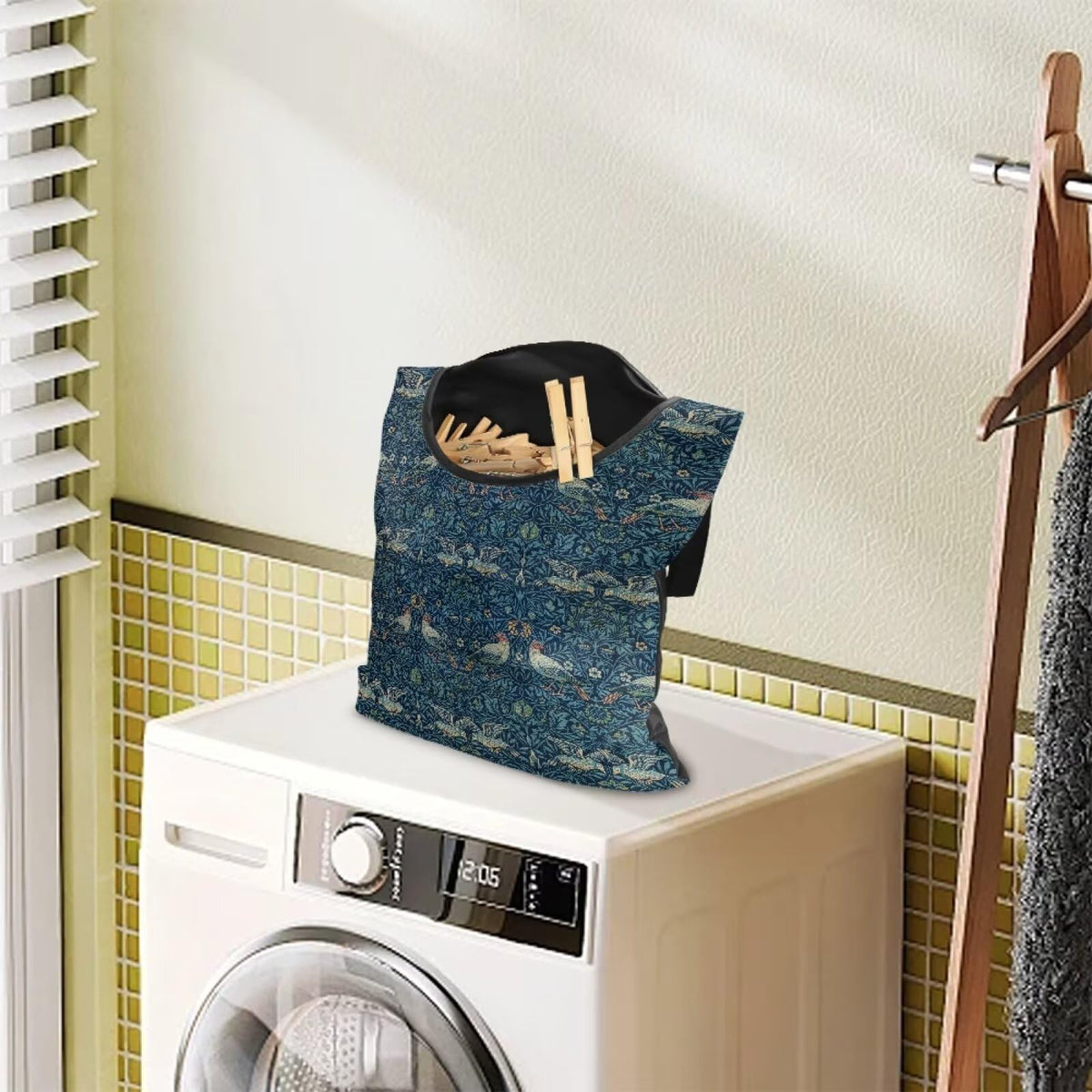 William Morris Bird Print Ultimate Clothespin Storage System 14.5"x12"