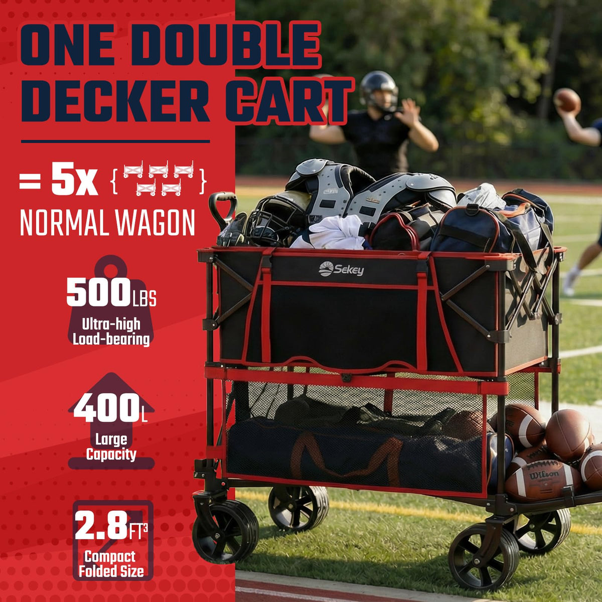 500LBS Heavy Duty Double Decker Wagon with Extender