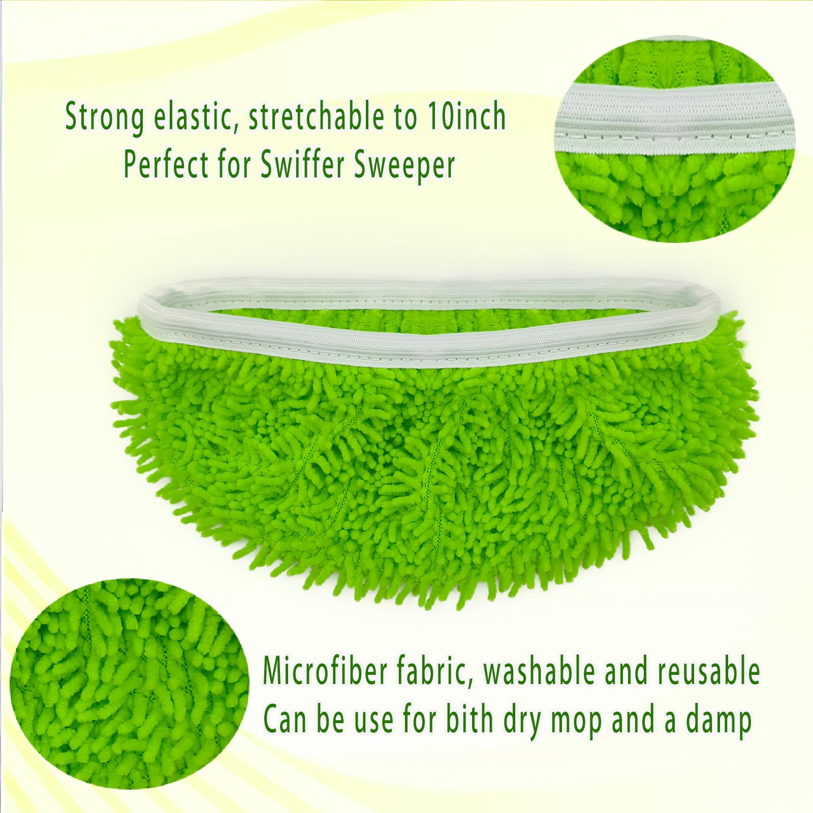8PCS Reusable Microfiber Mop Pads for Swiffer Sweeper