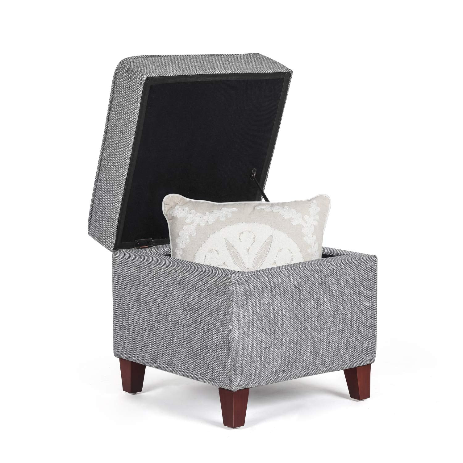 17 Inch Square Linen Storage Ottoman for Living Room & Bedroom