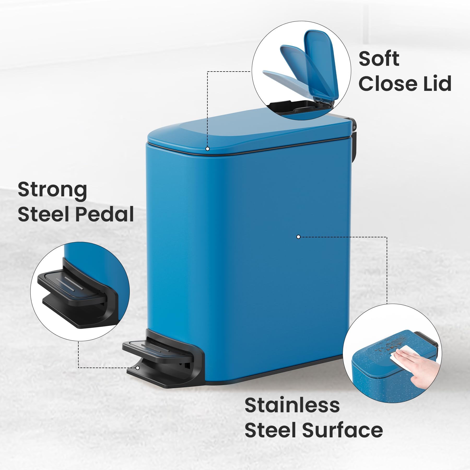 Small Bathroom Trash Can with Lid