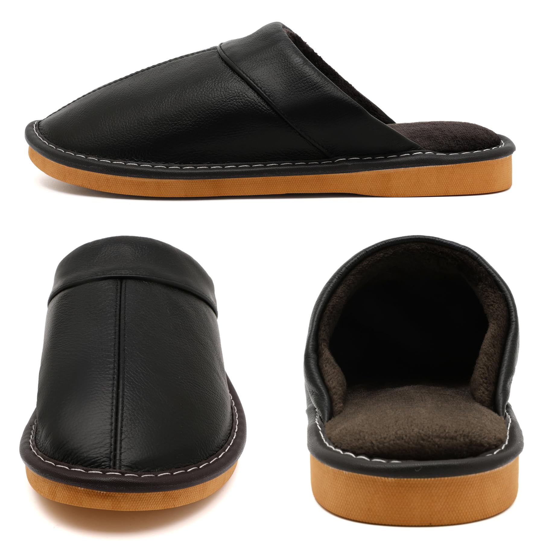 Genuine Leather Slippers for Women Men