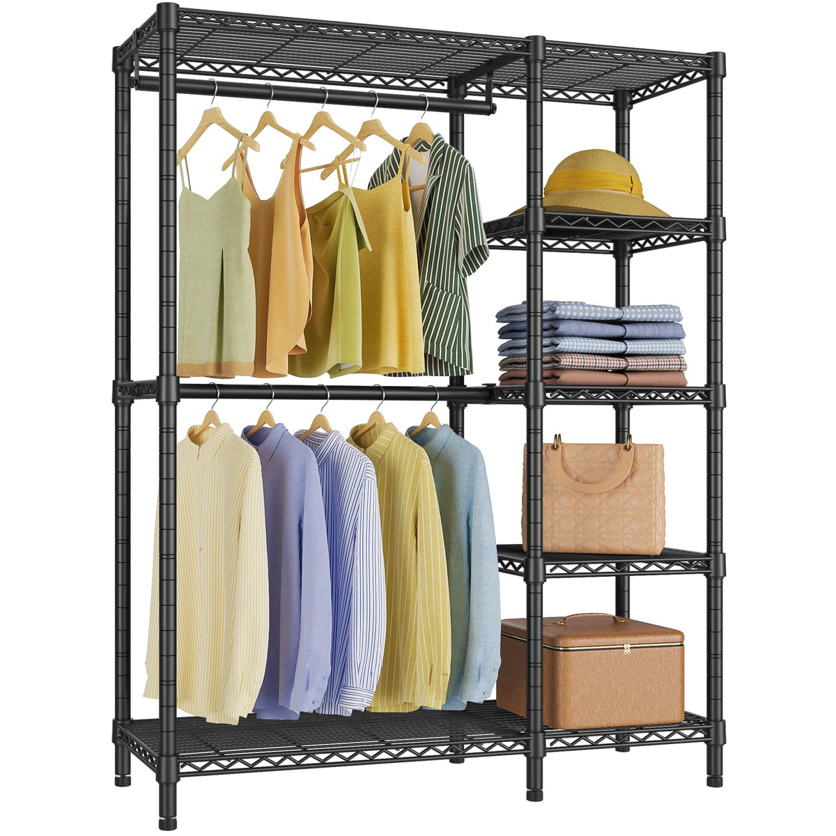 V7 Clothes Rack with Shelves Heavy duty Closet for Hanging Clothes