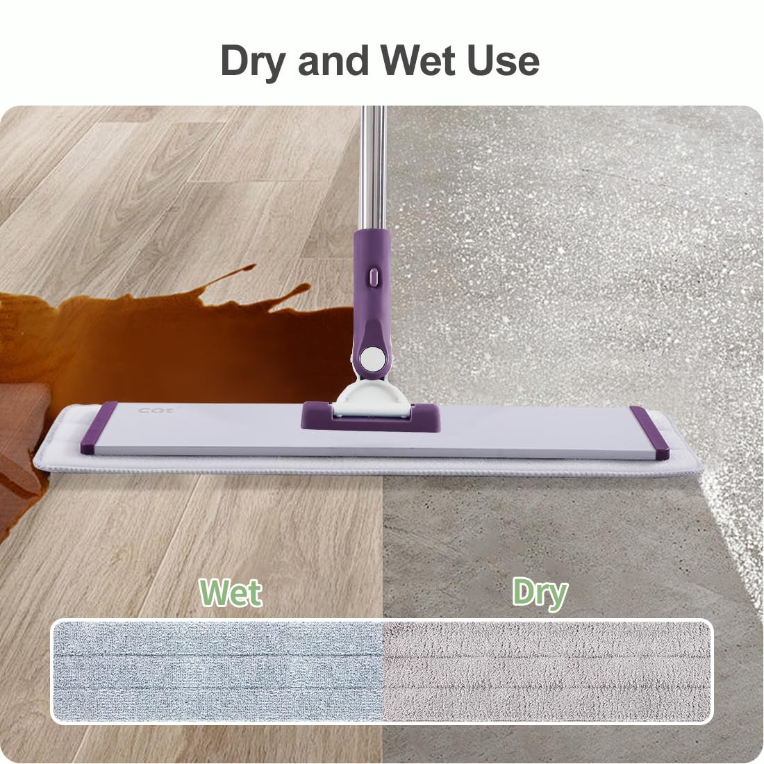 18" Commercial Flat Microfiber Floor Mop Cleaning System with 4 Washable Pads Cleaner for Laminate Tile