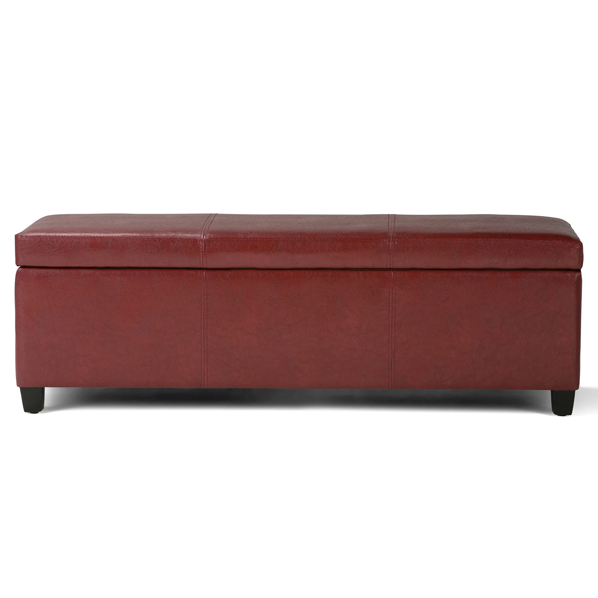 Avalon 48" Wide Vegan Leather Storage Ottoman in Red