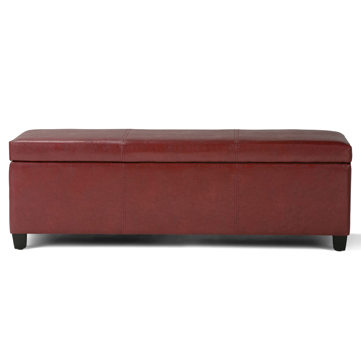 Avalon 48" Wide Vegan Leather Storage Ottoman in Red