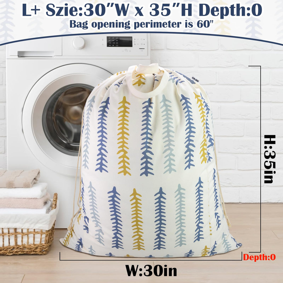 Thick Canvas Laundry Bag with Handles & Drawstring 30"Wx35"H